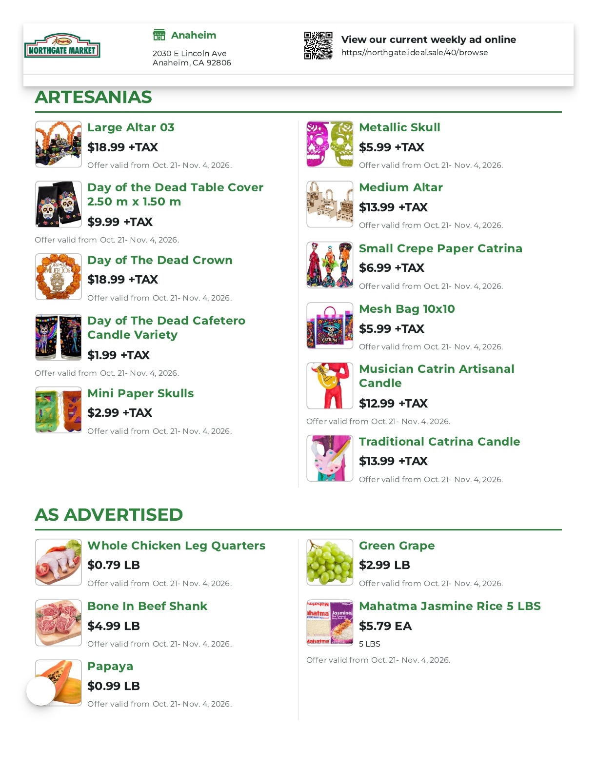 Northgate Market Weekly Ad October 21 - November 4, 2026