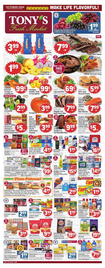 Tony's Fresh Market (Country Club Hills Area, IL) Weekly Ad October 21 - 27, 2026
