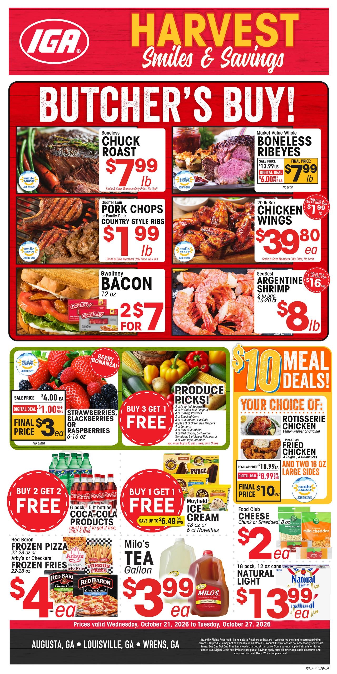 IGA Southeast (Augusta Area, GA) Weekly Ad October 21 - 27, 2026