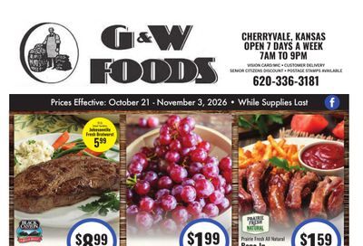 G&W Foods (Cherryvale, KS) Weekly Ad October 21 - November 3, 2026