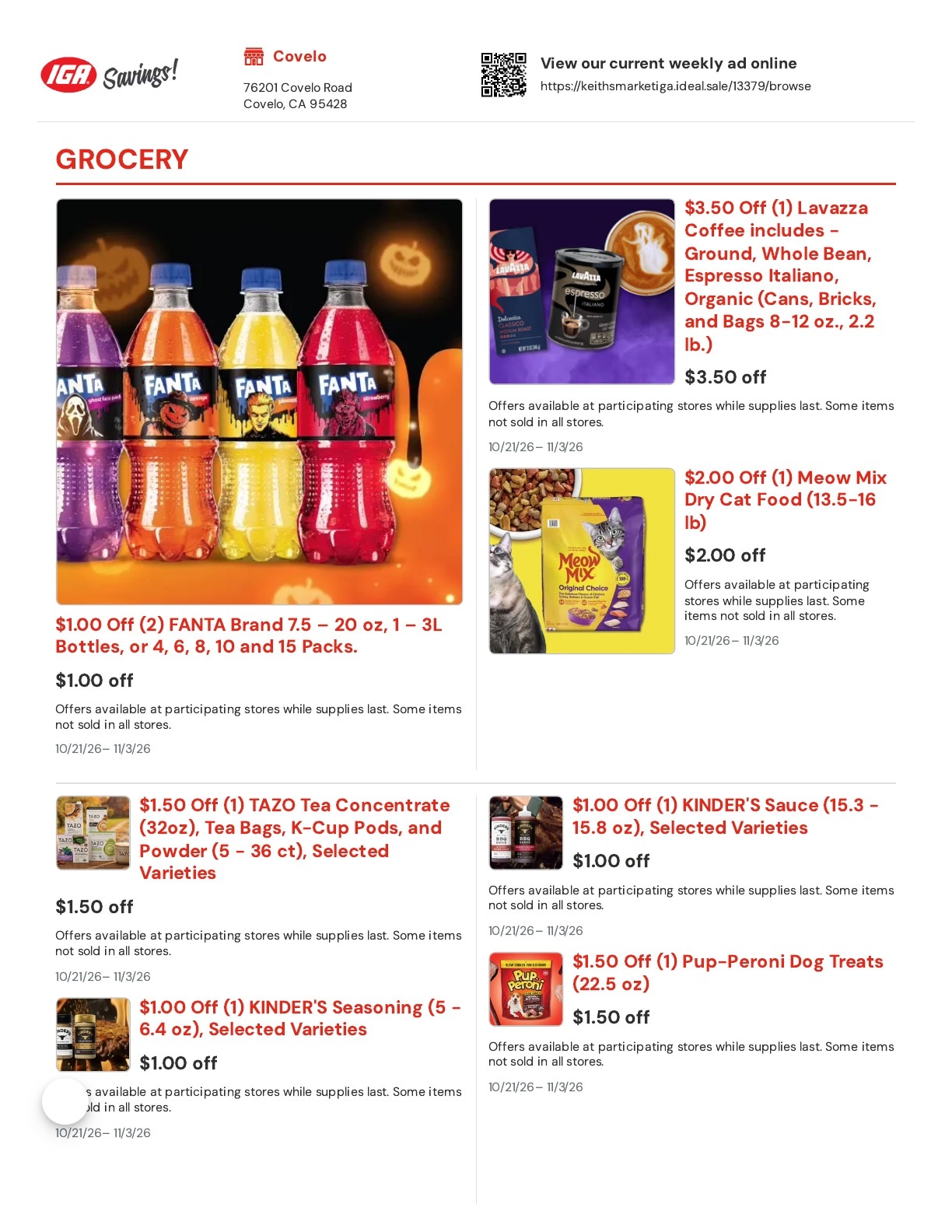 Keith's Market IGA Weekly Ad October 21 - November 3, 2026