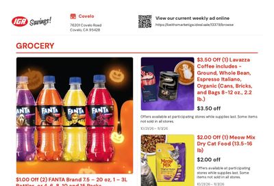 Keith's Market IGA Weekly Ad October 21 - November 3, 2026