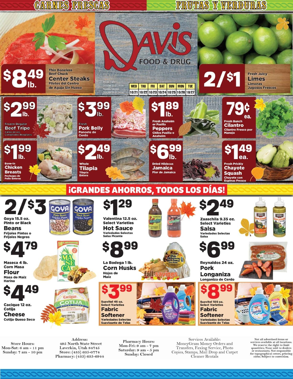 Davis Food & Drug Hispanic Weekly Ad October 21 - 27, 2026