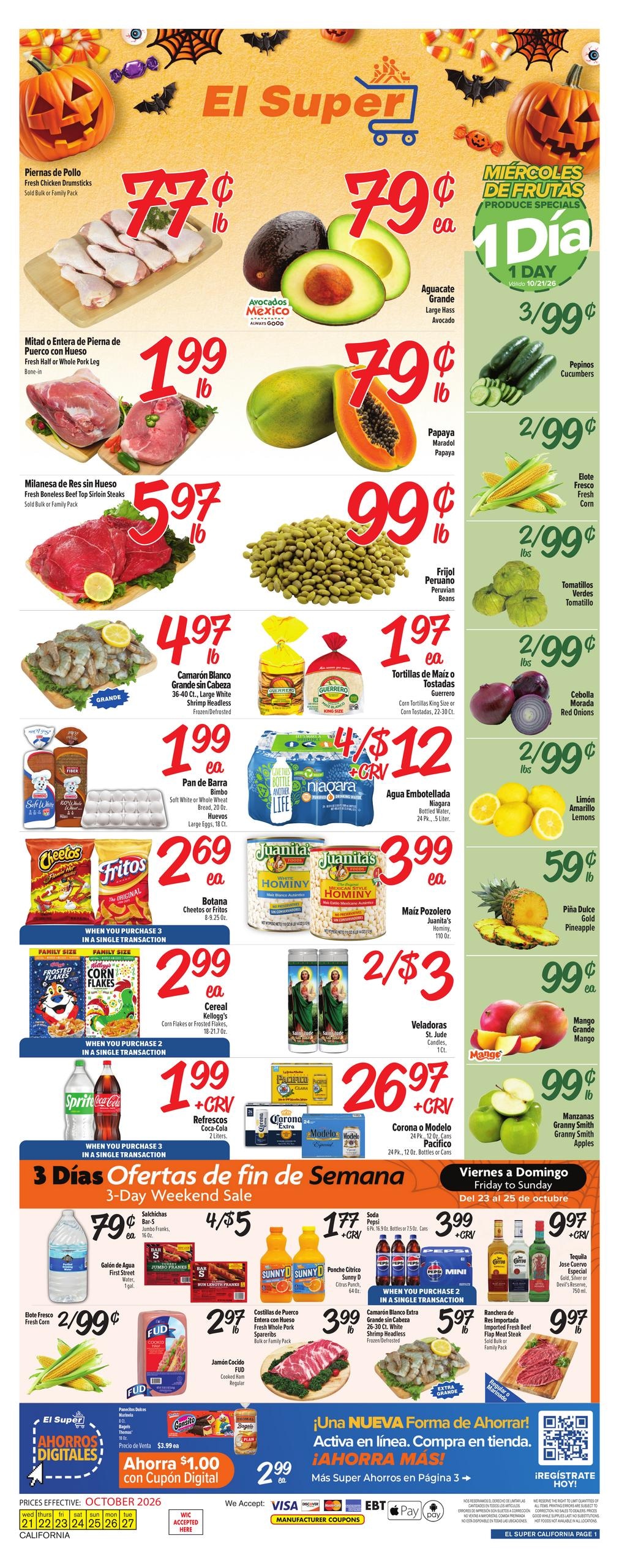 El Super (Alhambra Area, CA) Weekly Ad October 21 - 27, 2026