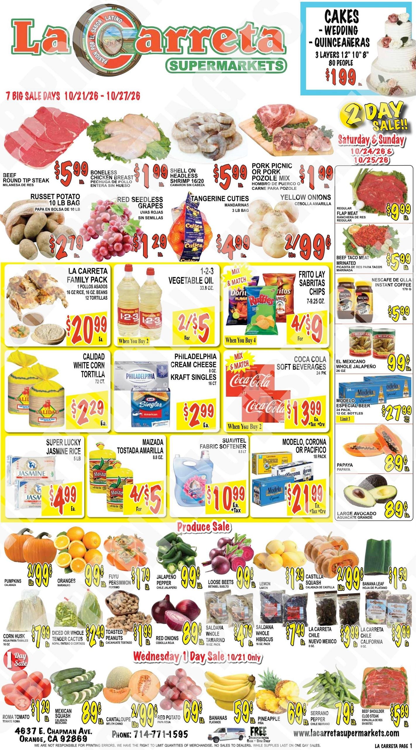 La Carreta Supermarkets Weekly Ad October 21 - 27, 2026