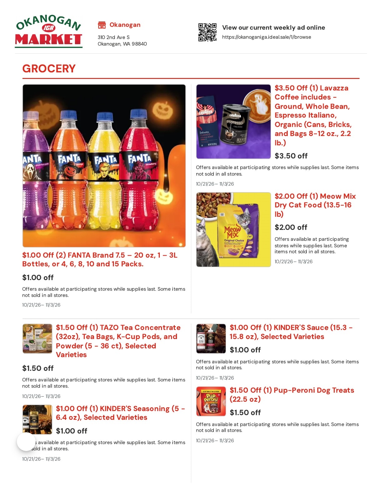 Okanogan Market IGA Weekly Ad October 21 - November 3, 2026