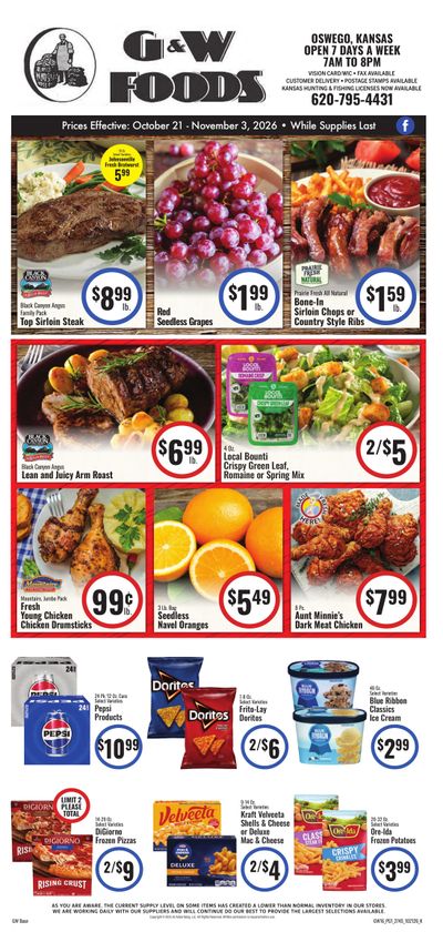 G&W Foods (Oswego, KS) Weekly Ad October 21 - November 3, 2026