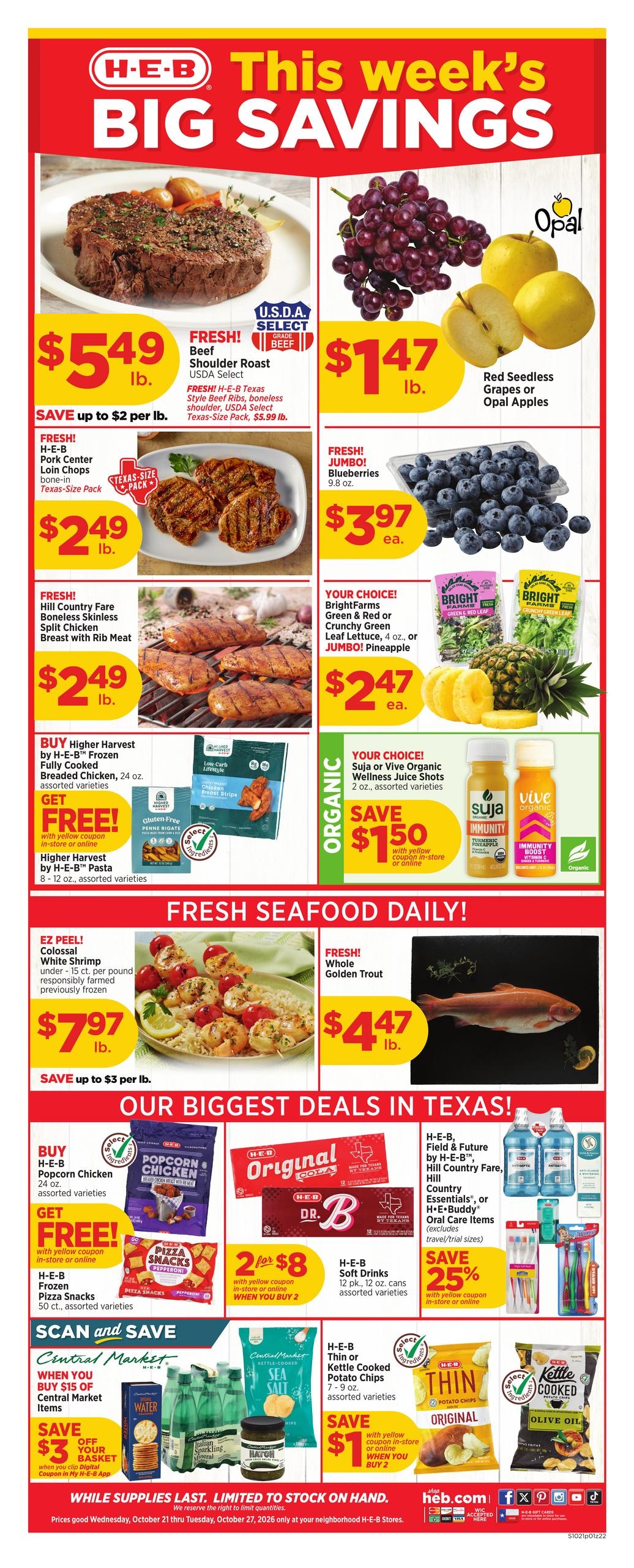 H-E-B (Corpus Christi-Shiner Area, TX) Weekly Ad October 21 - 27, 2026