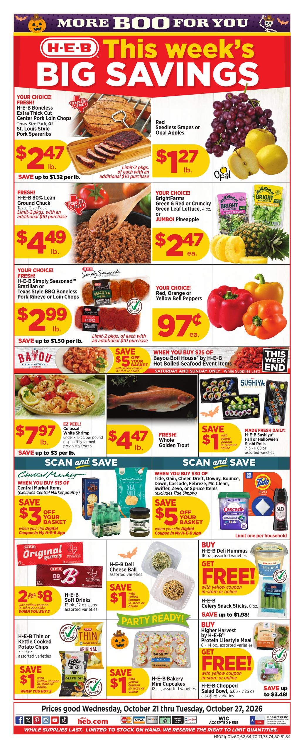 H-E-B (Houston Area, TX) Weekly Ad October 21 - 27, 2026