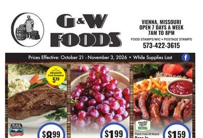 G&W Foods (Vienna, MO) Weekly Ad October 21 - November 3, 2026