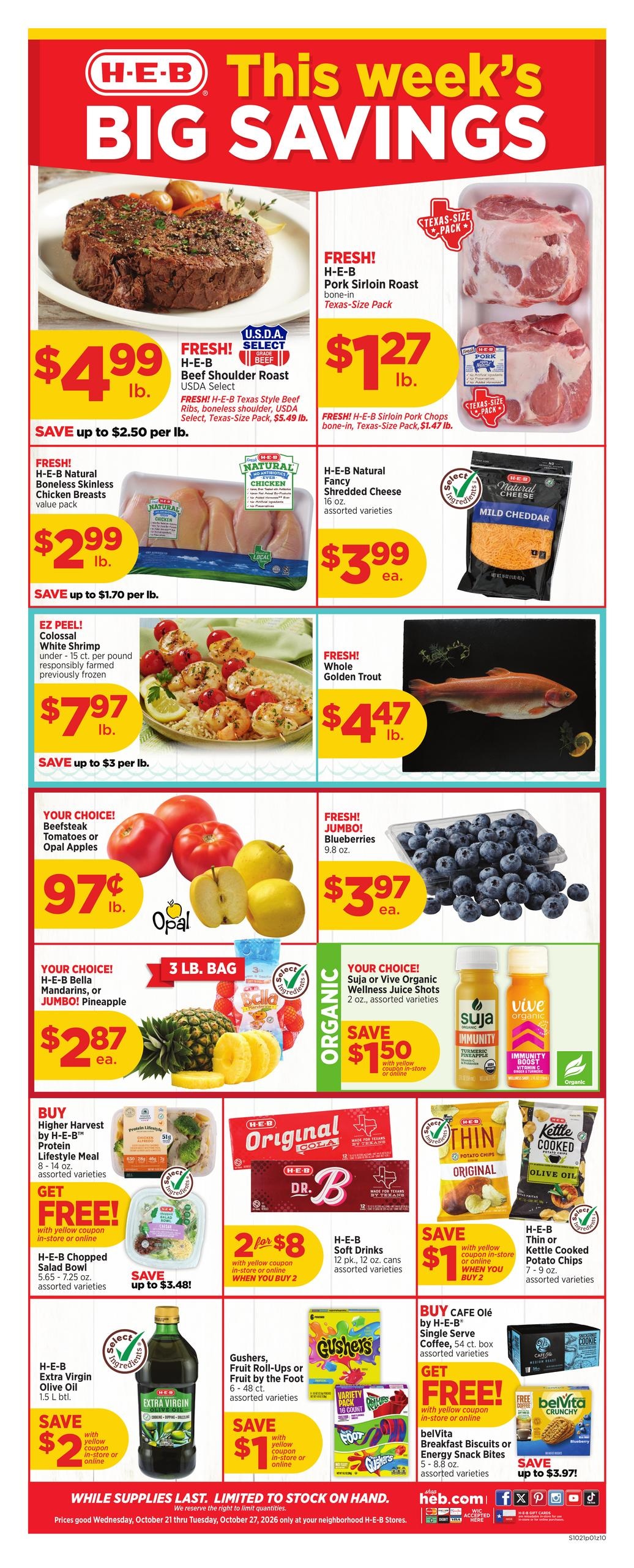 H-E-B (Killeen-Waco Area, TX) Weekly Ad October 21 - 27, 2026