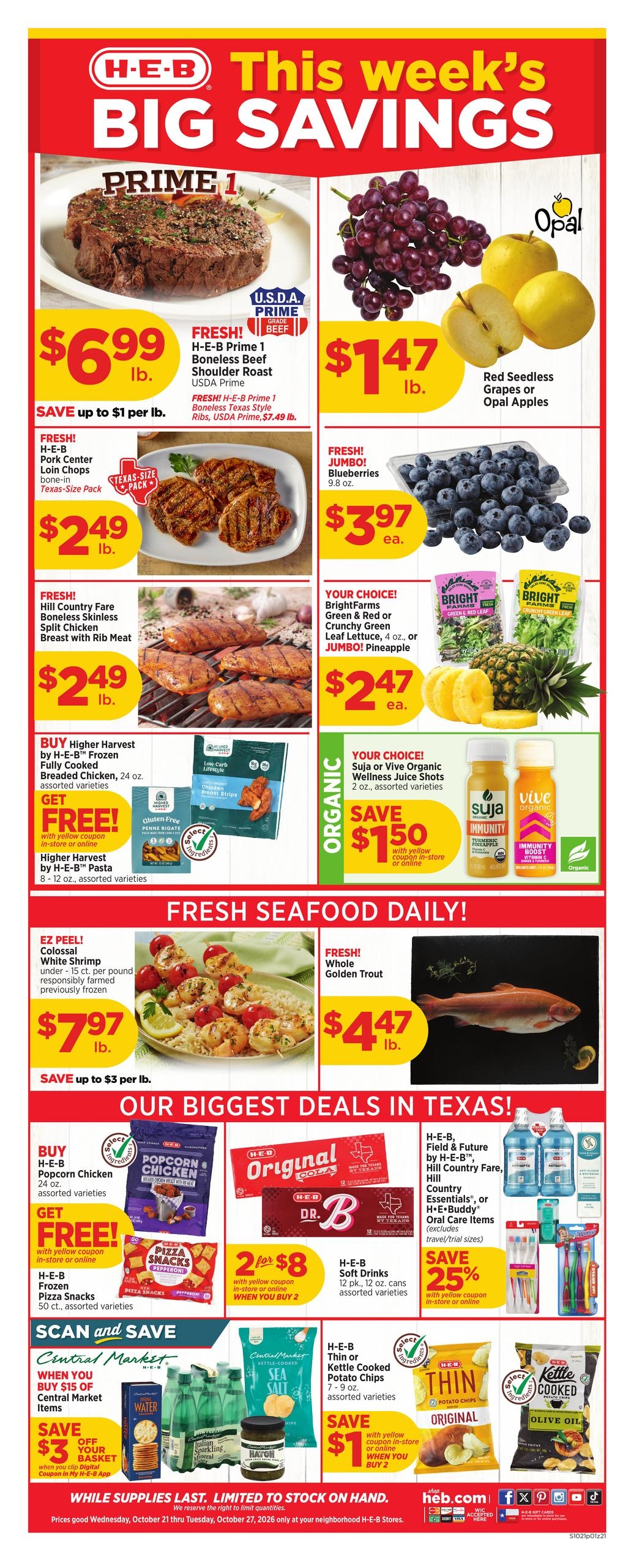 H-E-B (Los Fresnos Area, TX) Weekly Ad October 21 - 27, 2026