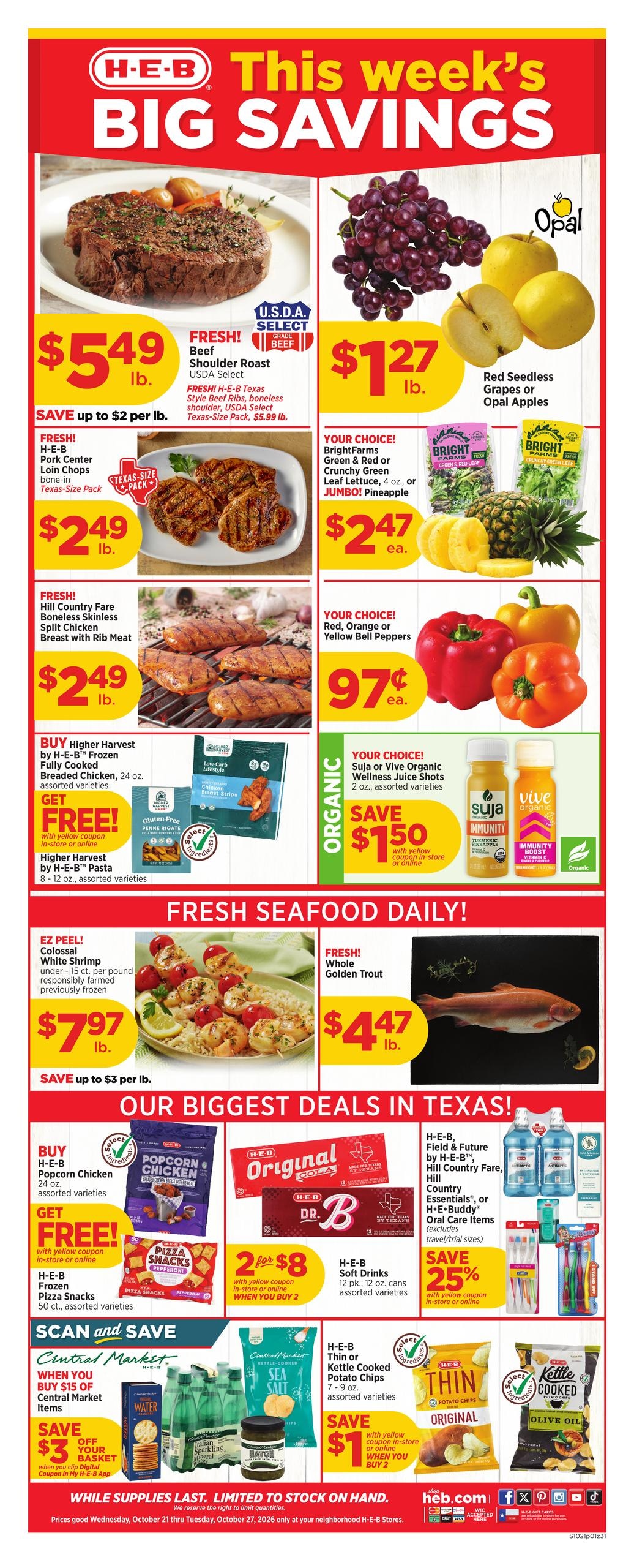 H-E-B (Port O Connor Area, TX) Weekly Ad October 21 - 27, 2026