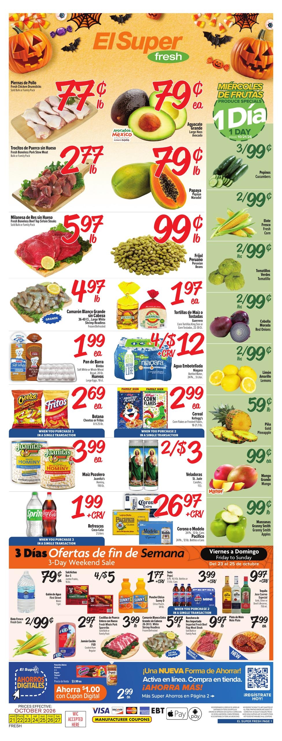 El Super Fresh Weekly Ad October 21 - 27, 2026