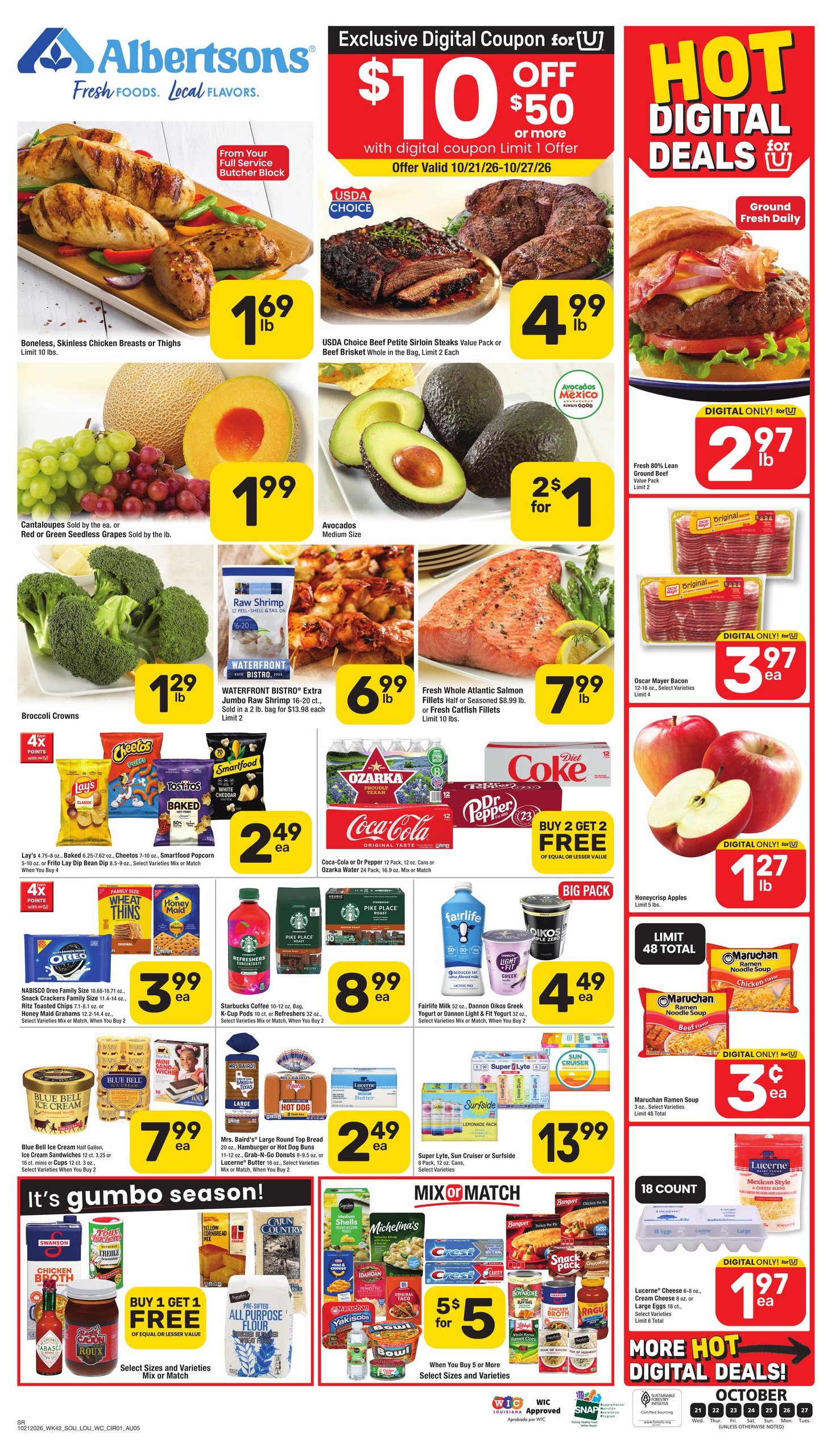 Albertsons (Gloster Area, LA) Weekly Ad October 21 - 27, 2026