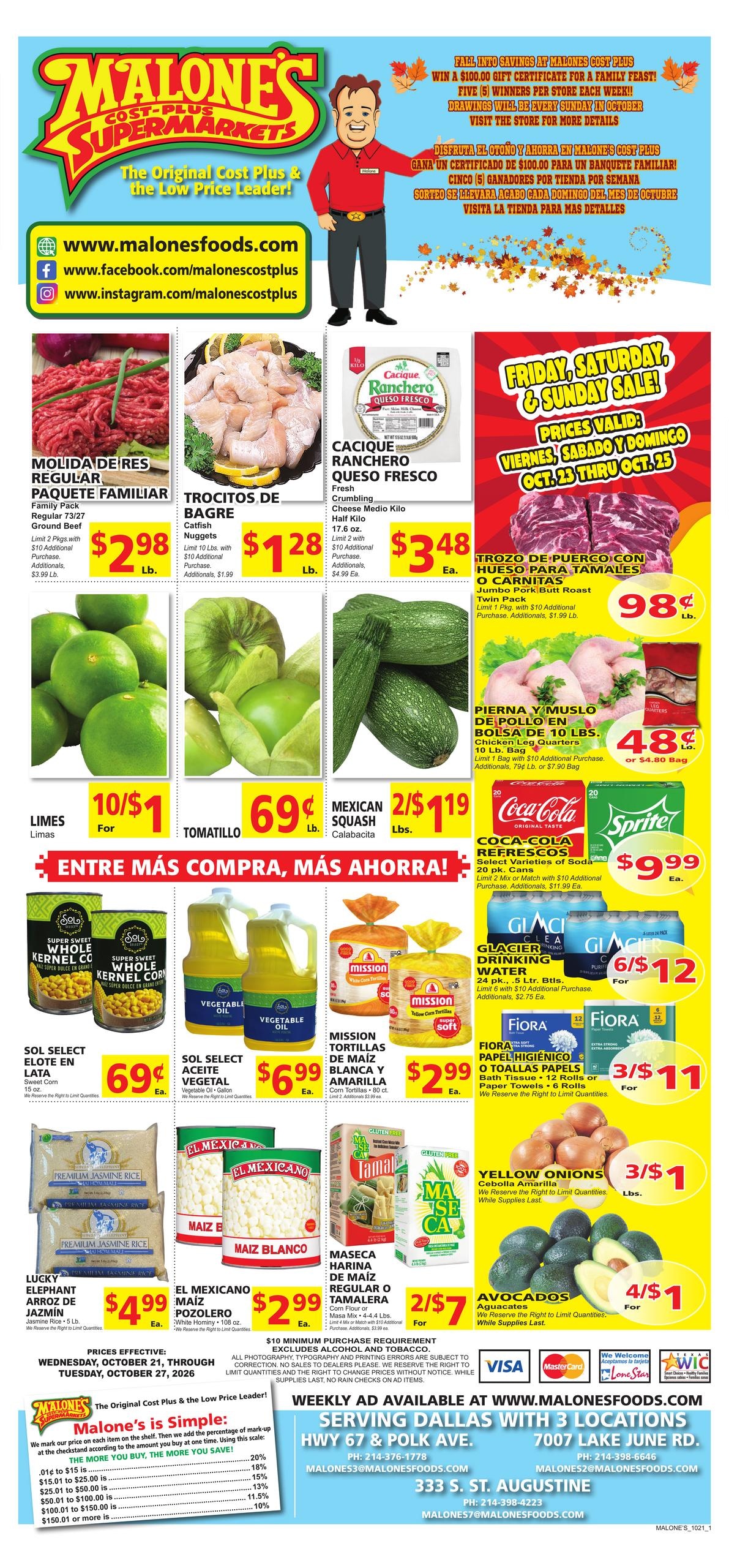 Malone's Cost Plus Weekly Ad October 21 - 27, 2026