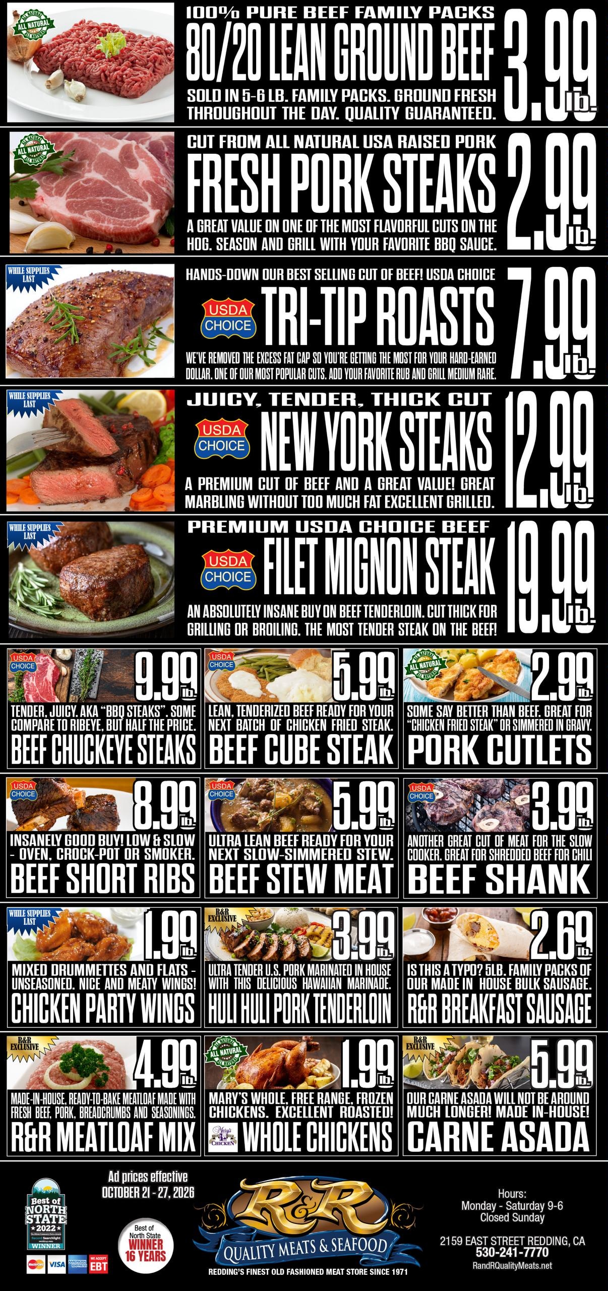R&R Quality Meats & Seafood Weekly Ad October 21 - 27, 2026