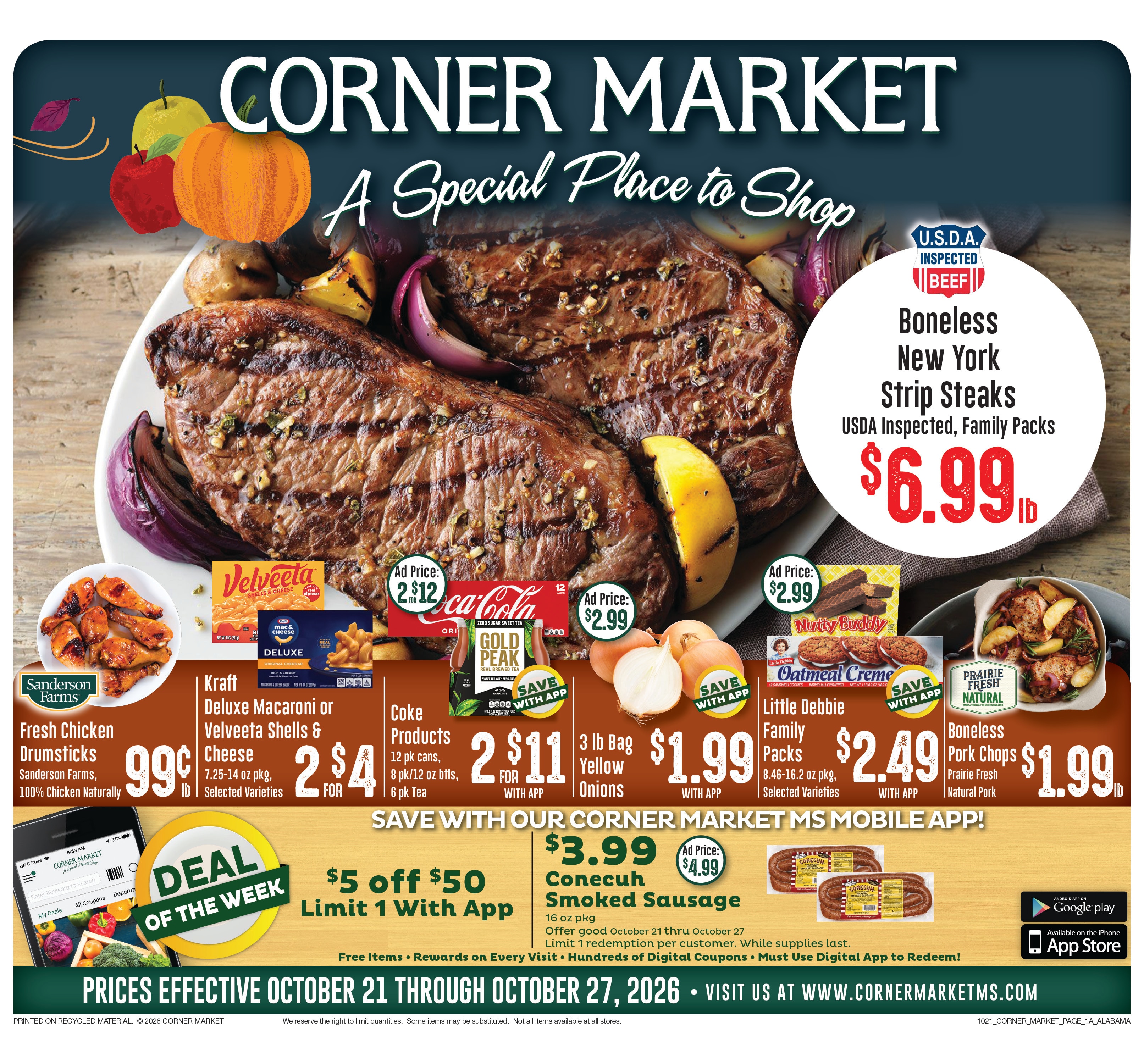 Corner Market MS (Alabama) Weekly Ad October 21 - 27, 2026