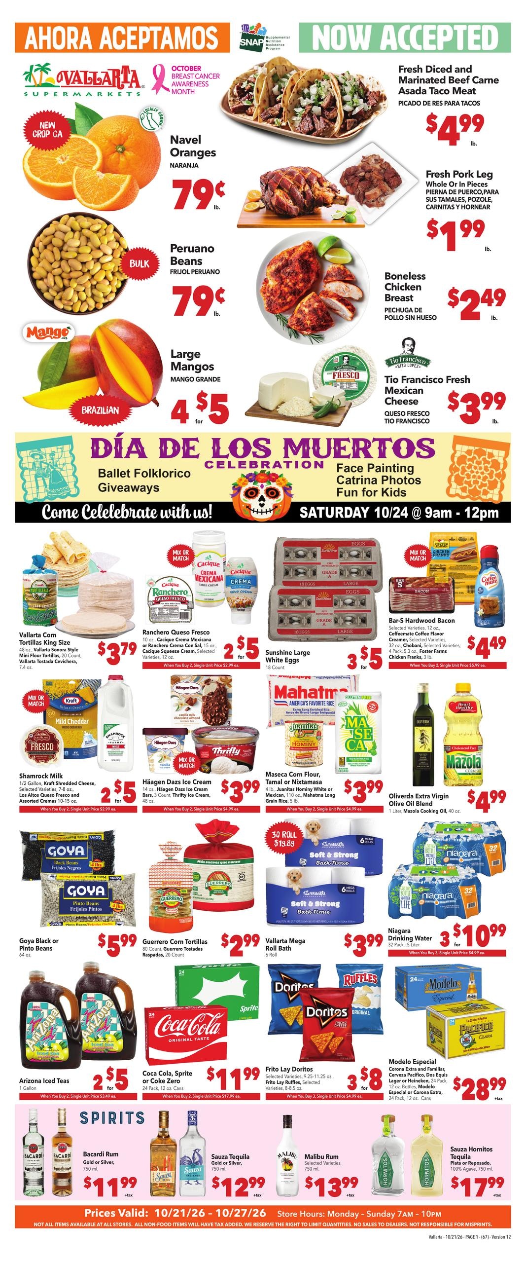 Vallarta Supermarkets (Avondale Area, AZ) Grocery Savings Weekly Ad October 21 - 27, 2026