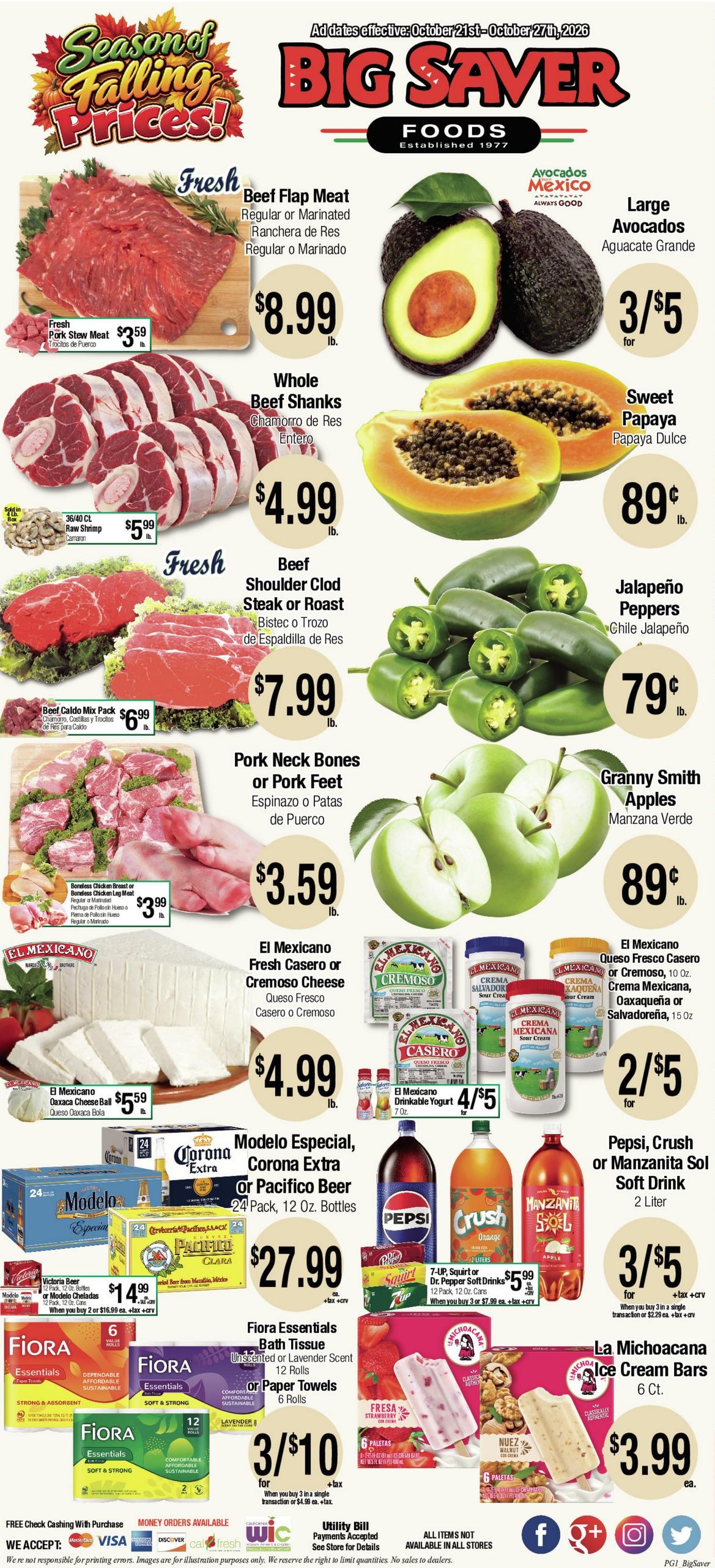 Big Saver Foods Weekly Ad October 21 - 27, 2026