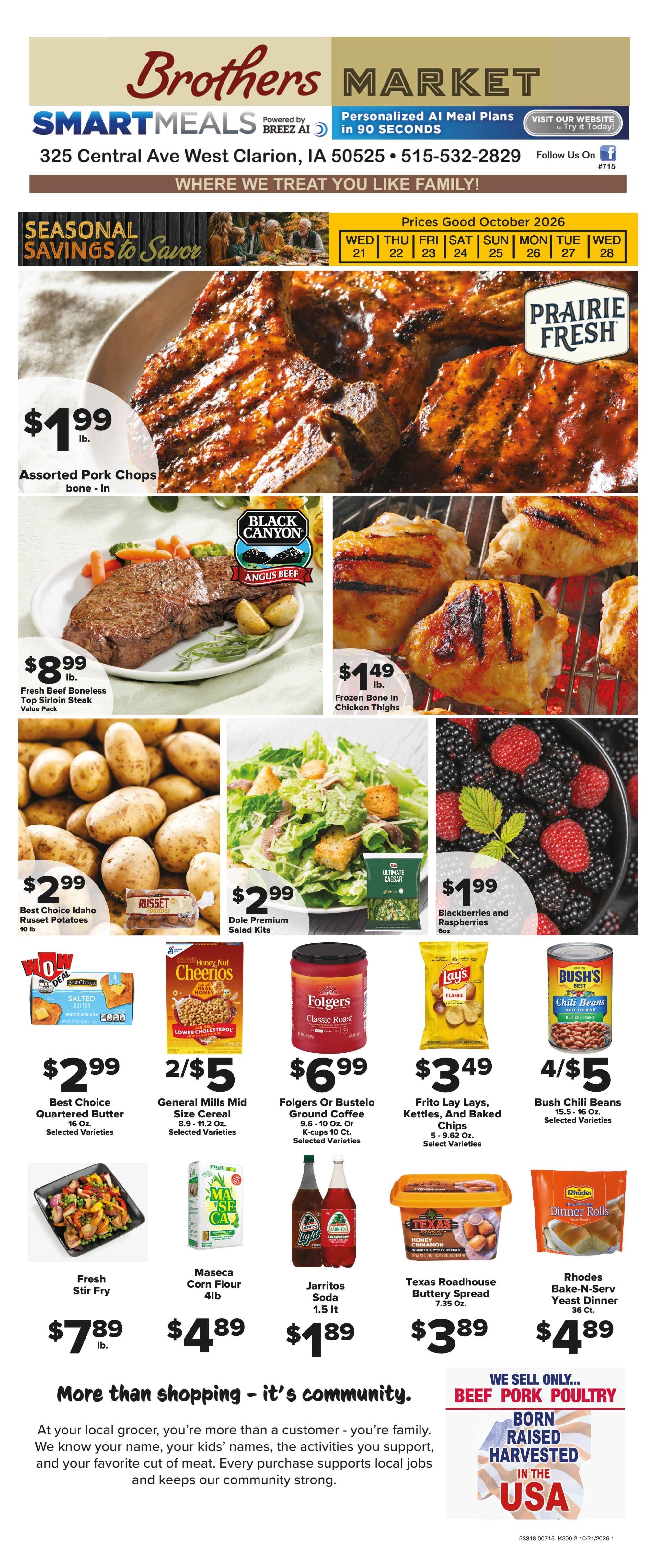 Brothers Market (Clarion, IA) Weekly Ad October 21 - 28, 2026