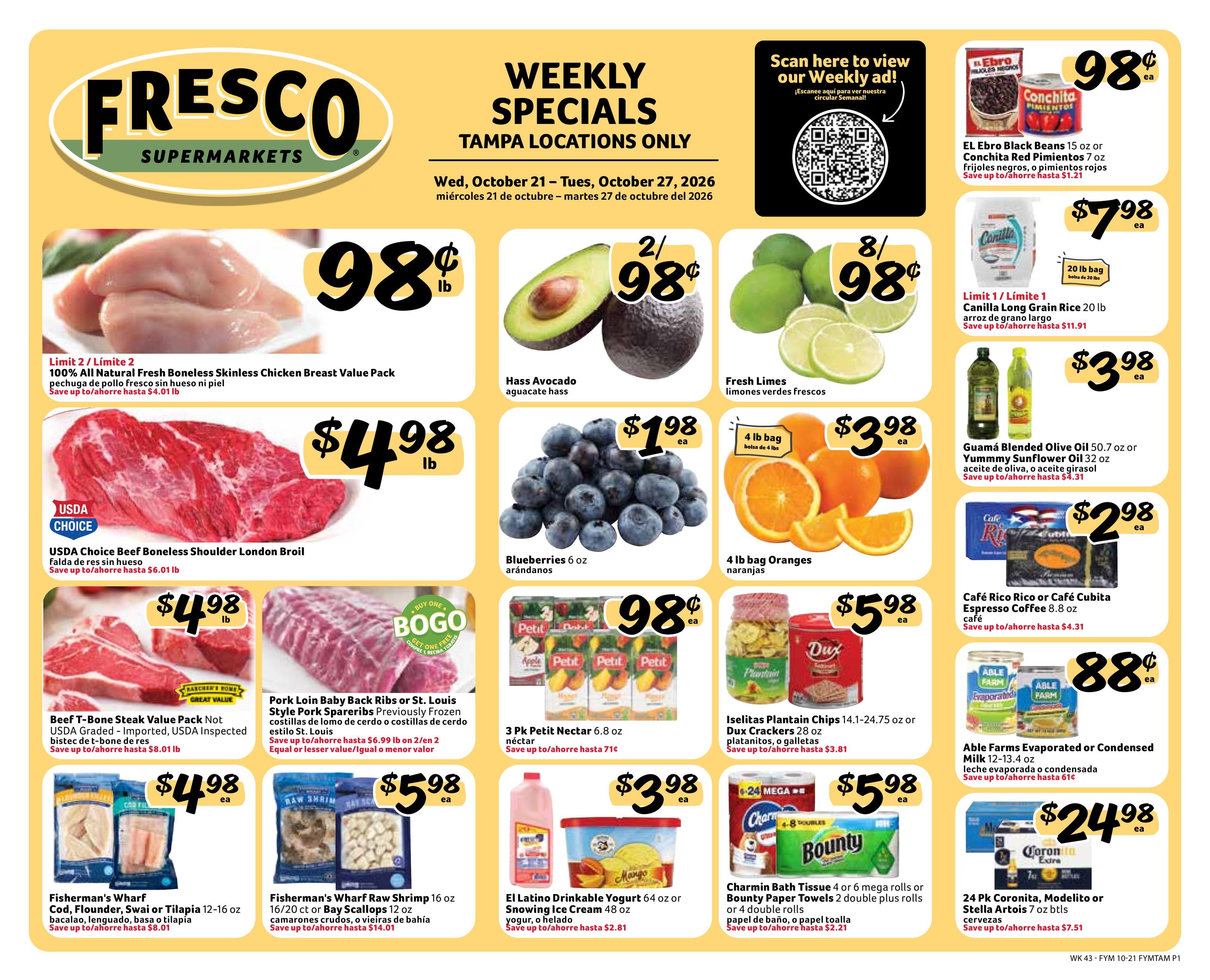 Fresco Y Mas (Tampa Area, FL) Weekly Ad October 21 - 27, 2026