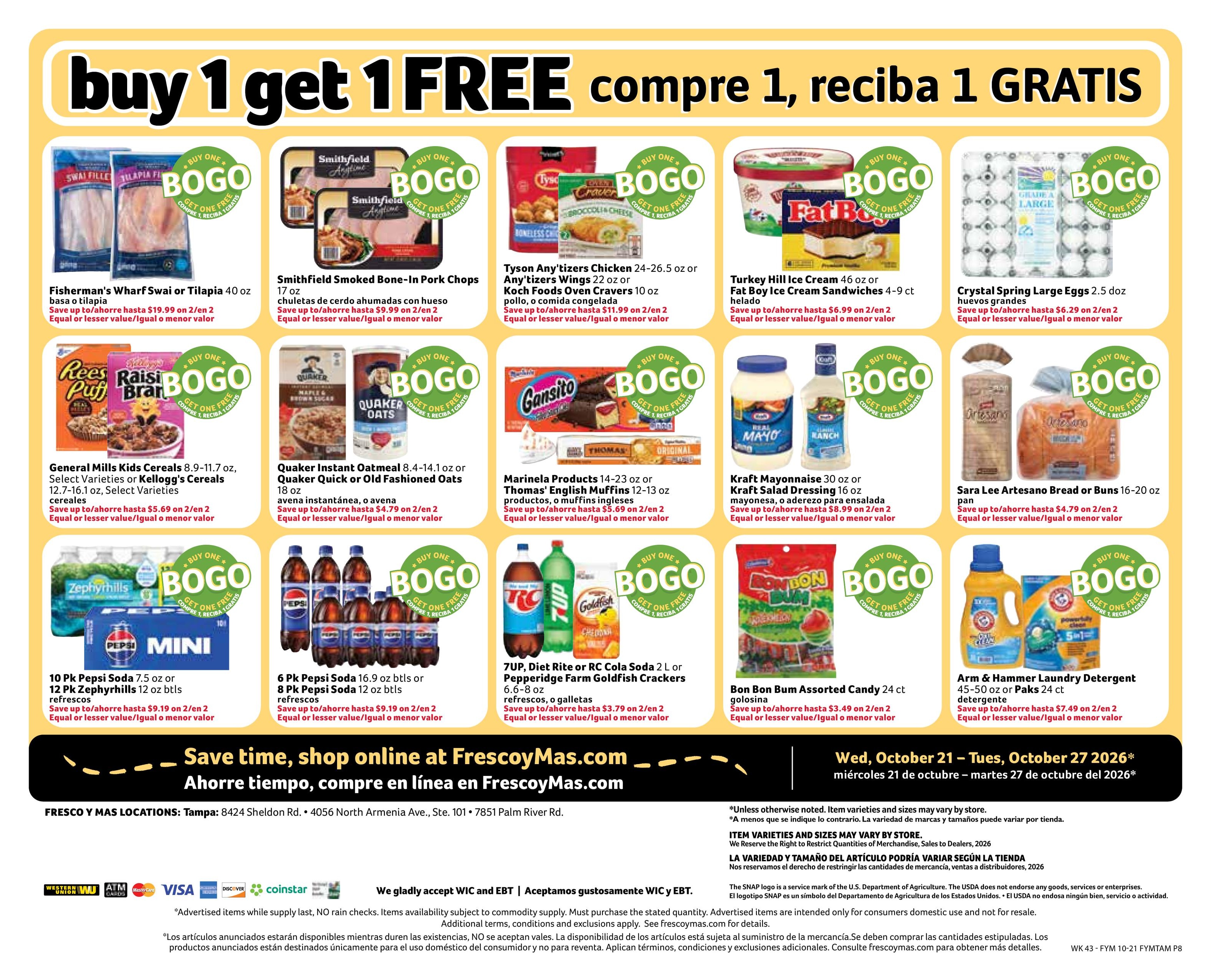 Fresco Y Mas (Tampa Area, FL) Weekly Ad October 21 - 27, 2026