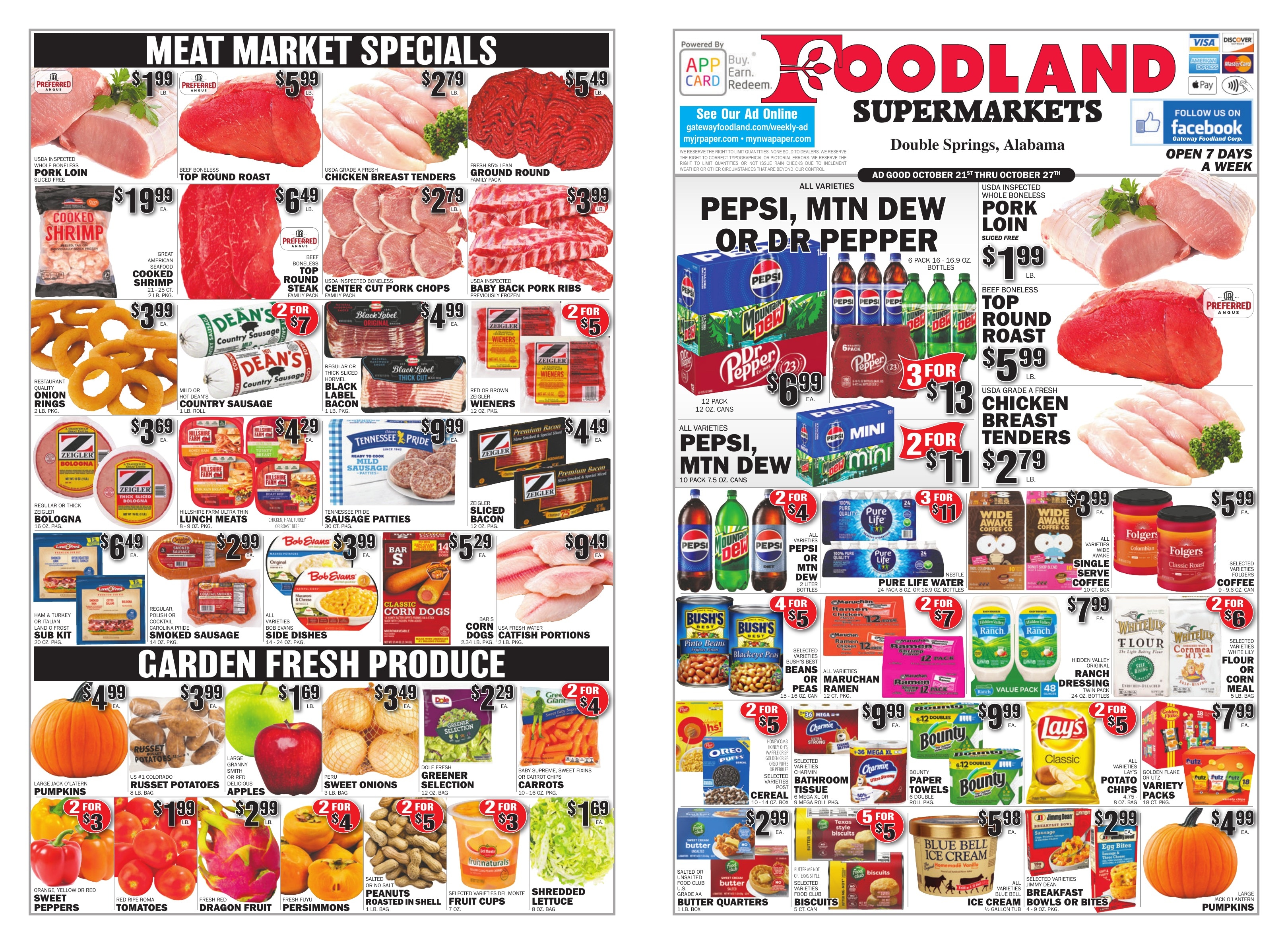 Gateway Foodland (Double Springs, AL) Weekly Ad October 21 - 27, 2026