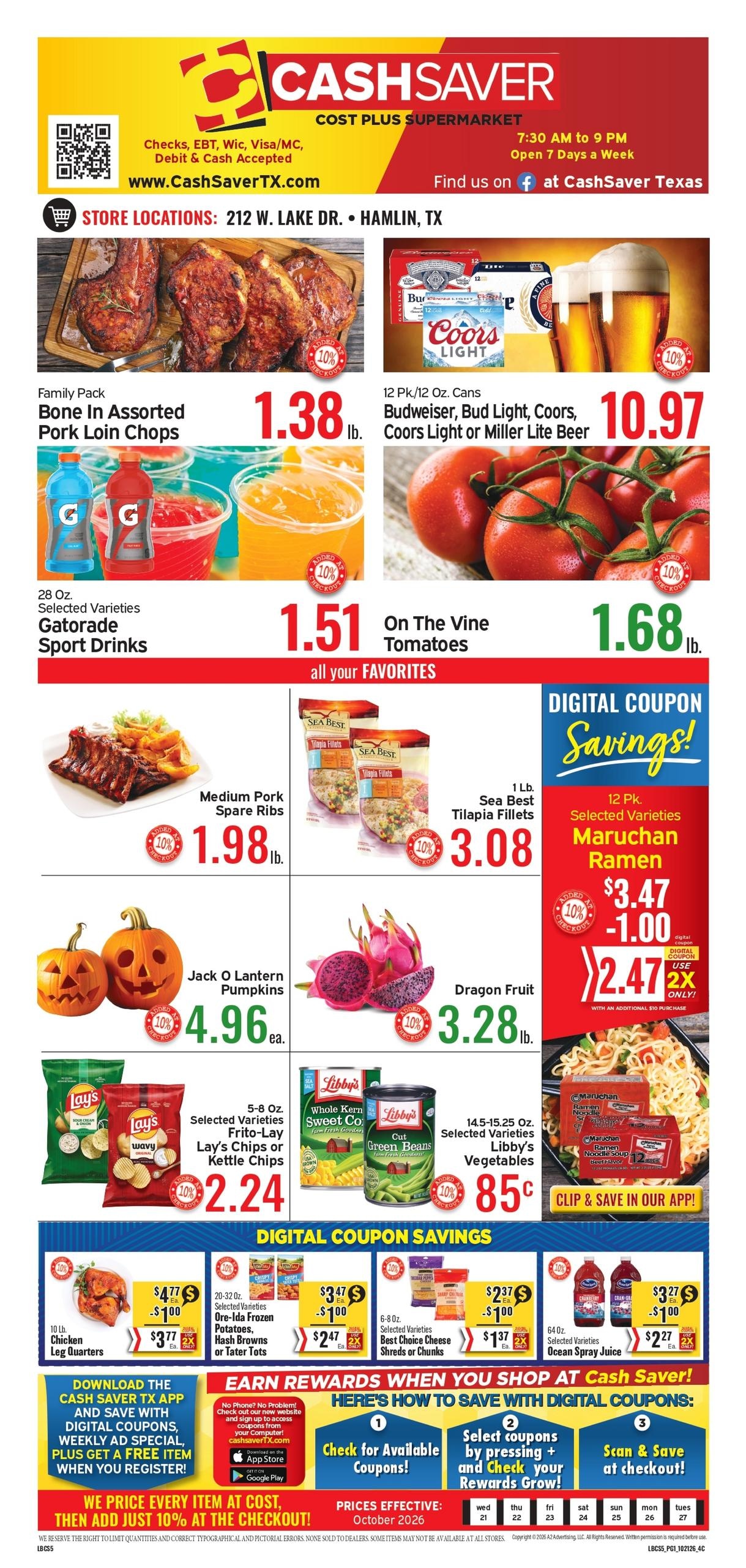 Cash Saver Texas (Abilene Area, TX) Weekly Ad October 21 - 27, 2026