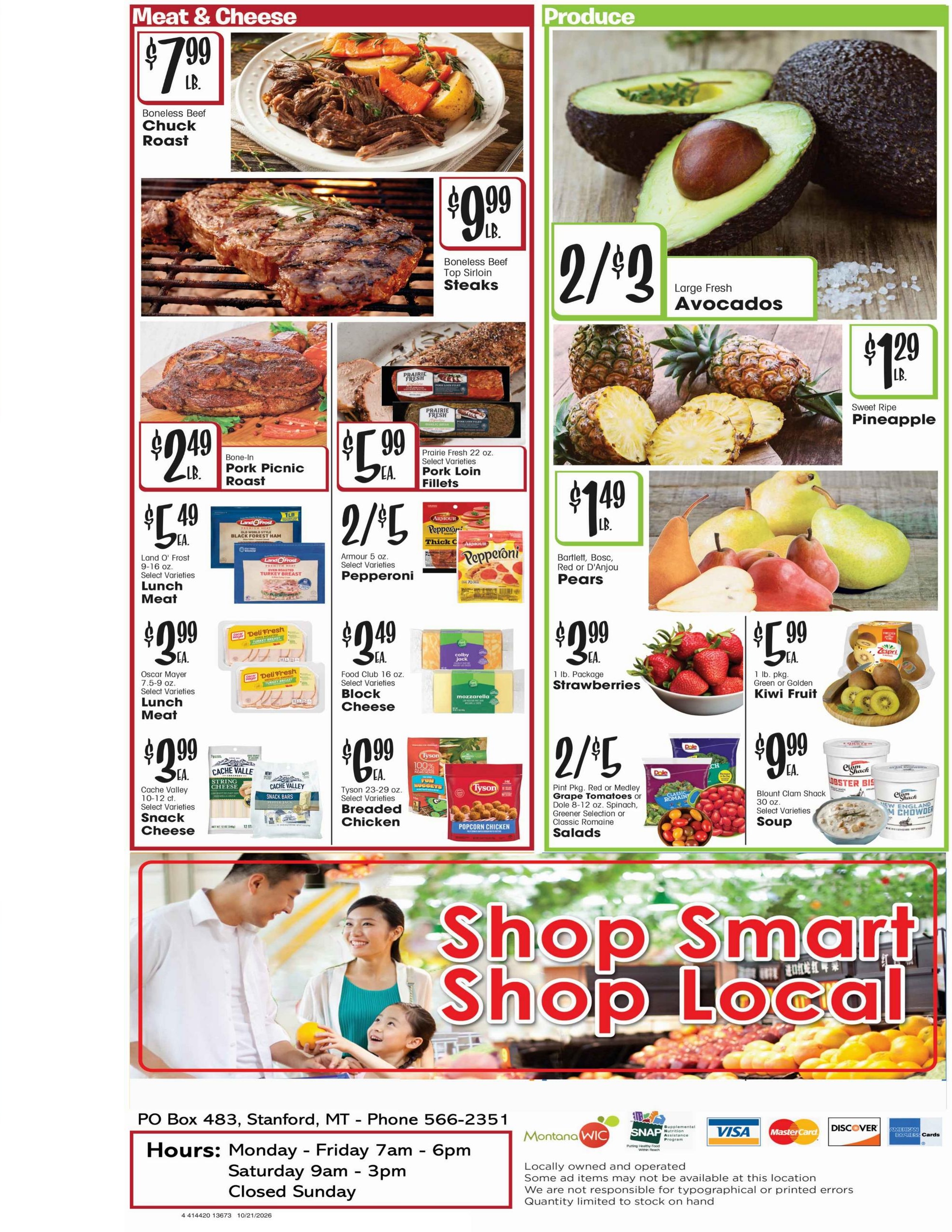 D's Supermarket (Stanford Area, MT) Weekly Ad October 21 - 27, 2026