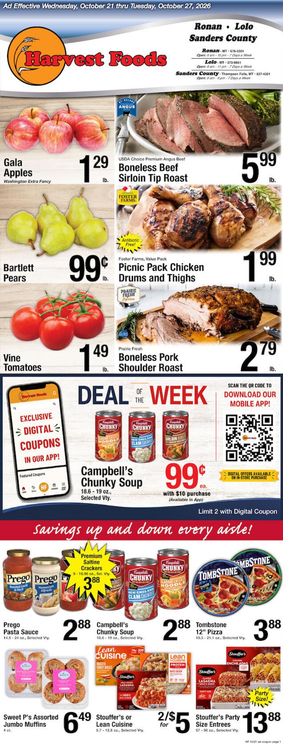 Harvest Foods (Hamilton Area, MT) Weekly Ad October 21 - 27, 2026
