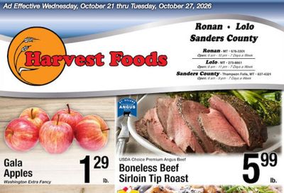 Harvest Foods (Hamilton Area, MT) Weekly Ad October 21 - 27, 2026