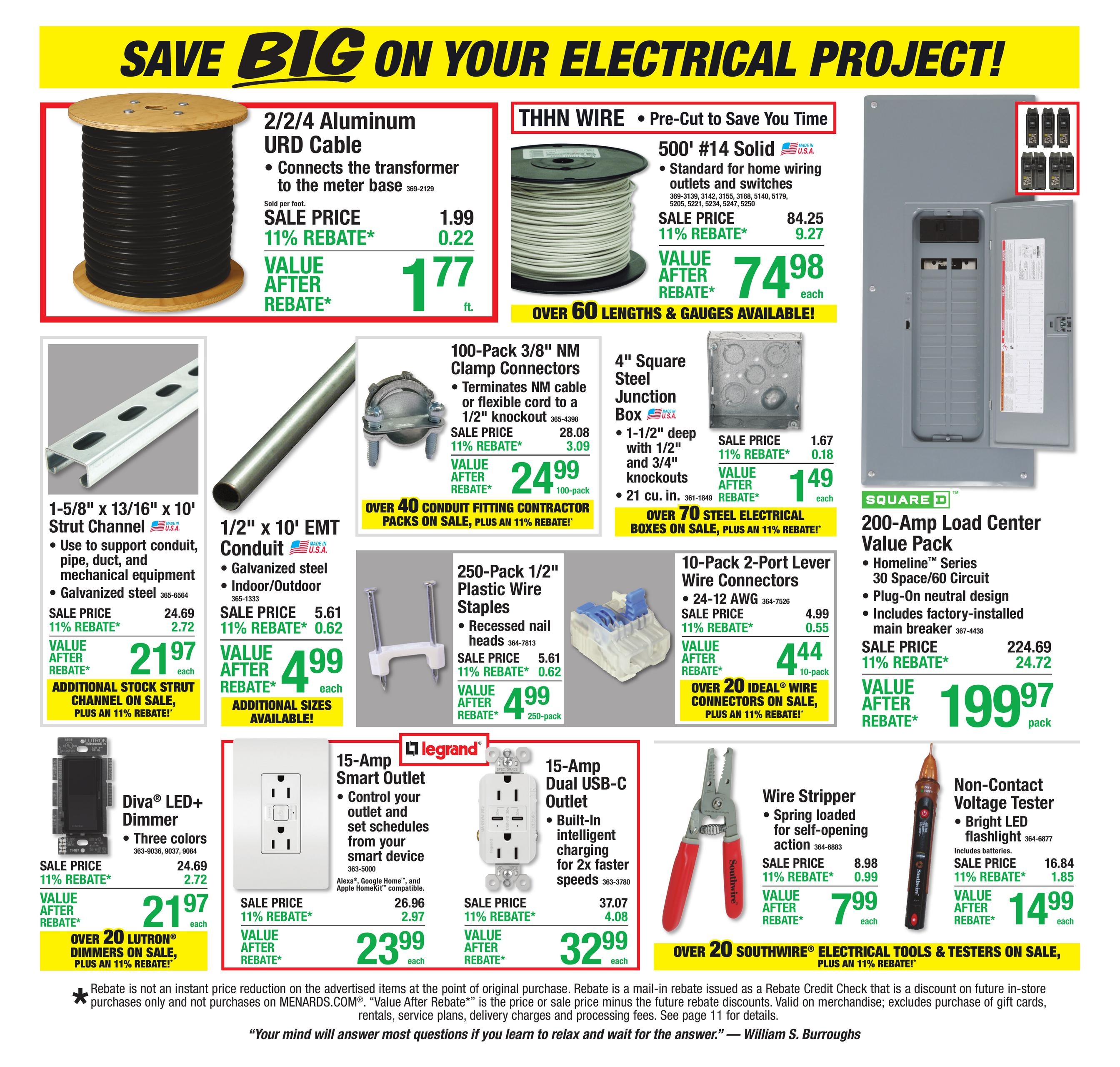 Menards (Aurora Area, IL) 11% Rebate Sale Weekly Ad October 21 - November 1, 2026