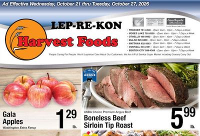 Harvest Foods (Wapato Area, WA) Weekly Ad October 21 - 27, 2026