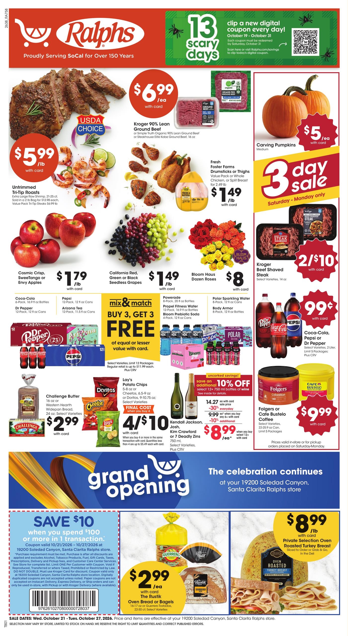 Ralphs (Santa Clarita Area, CA) Weekly Ad October 21 - 27, 2026