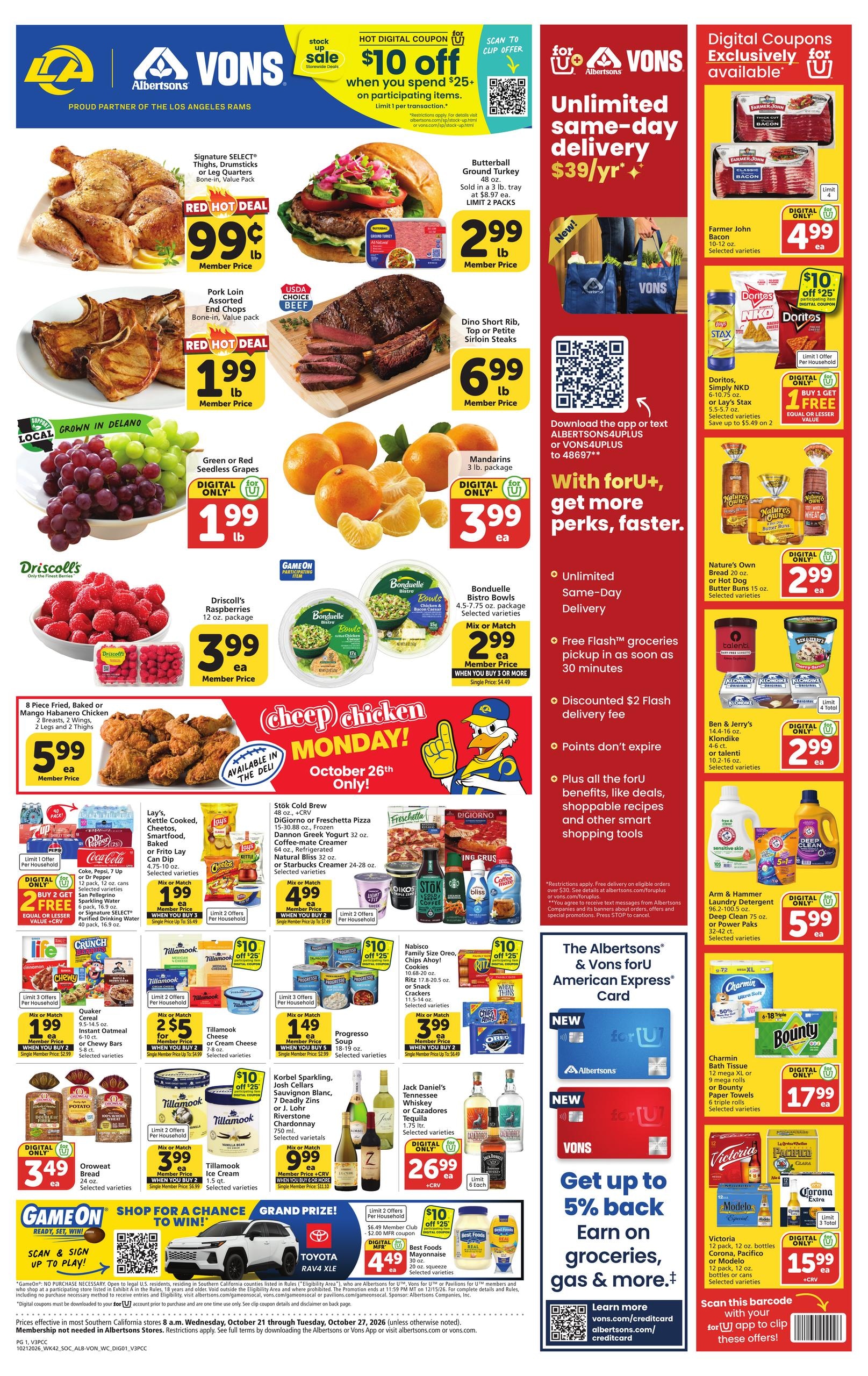 Vons (Cambria Area, CA) Weekly Ad October 21 - 27, 2026