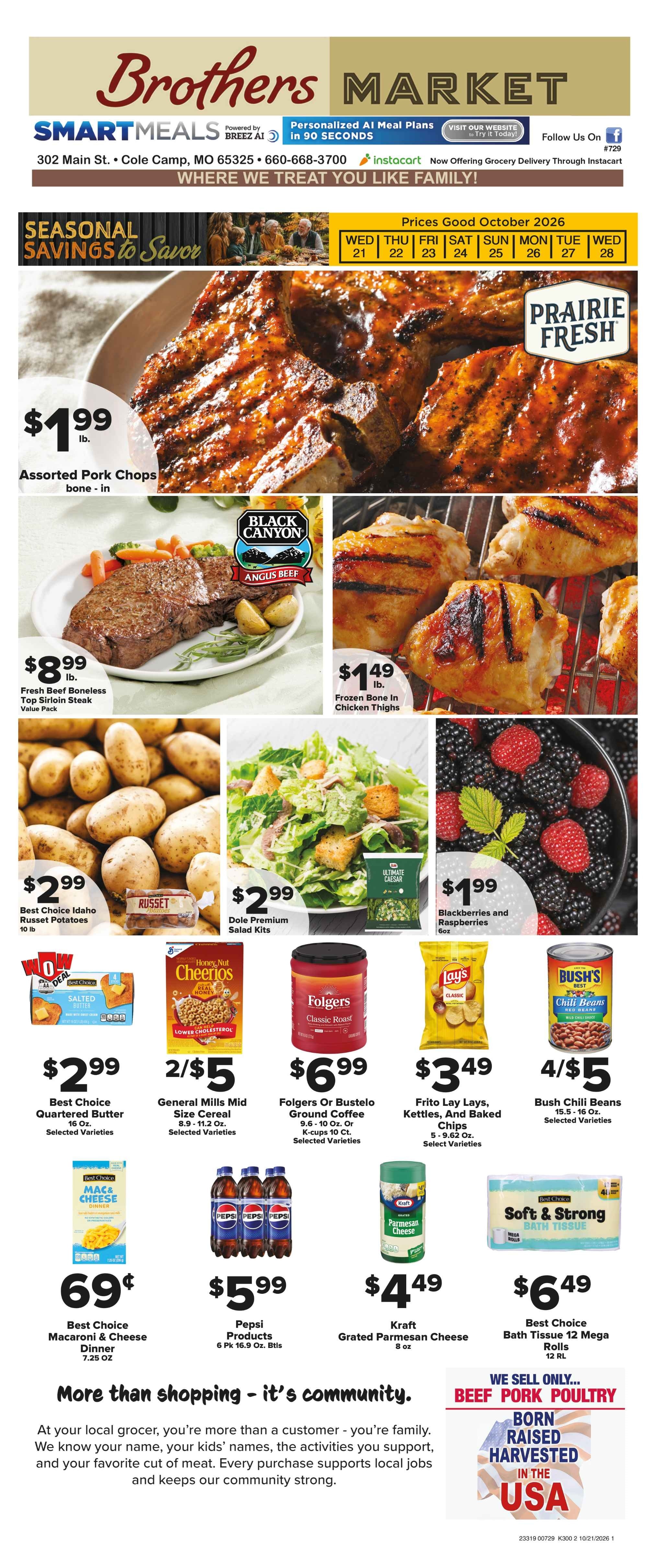 Brothers Market (Cole Camp, MO) Weekly Ad October 21 - 28, 2026