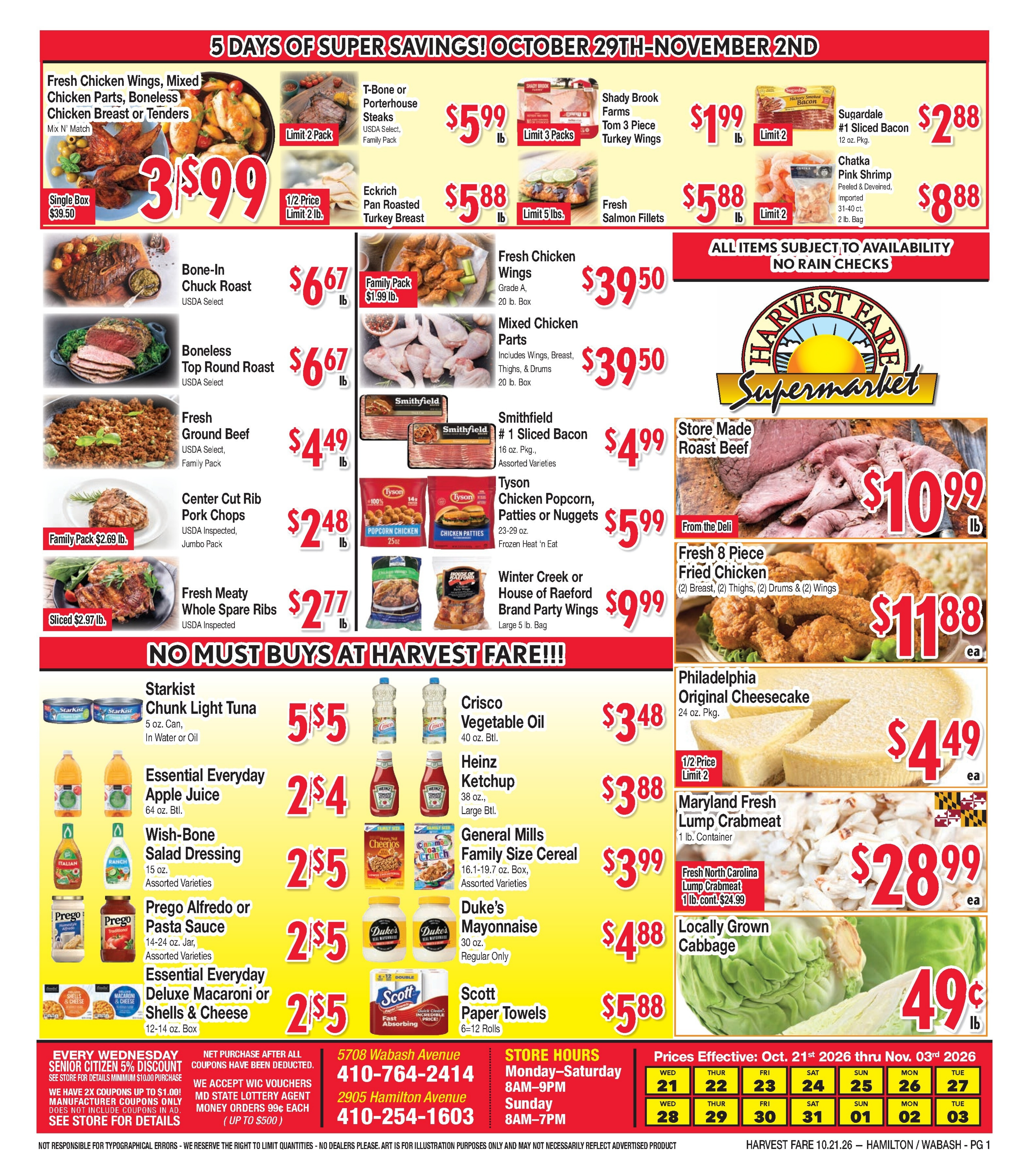 Harvest Fare (Maryland) Weekly Ad October 21 - November 3, 2026