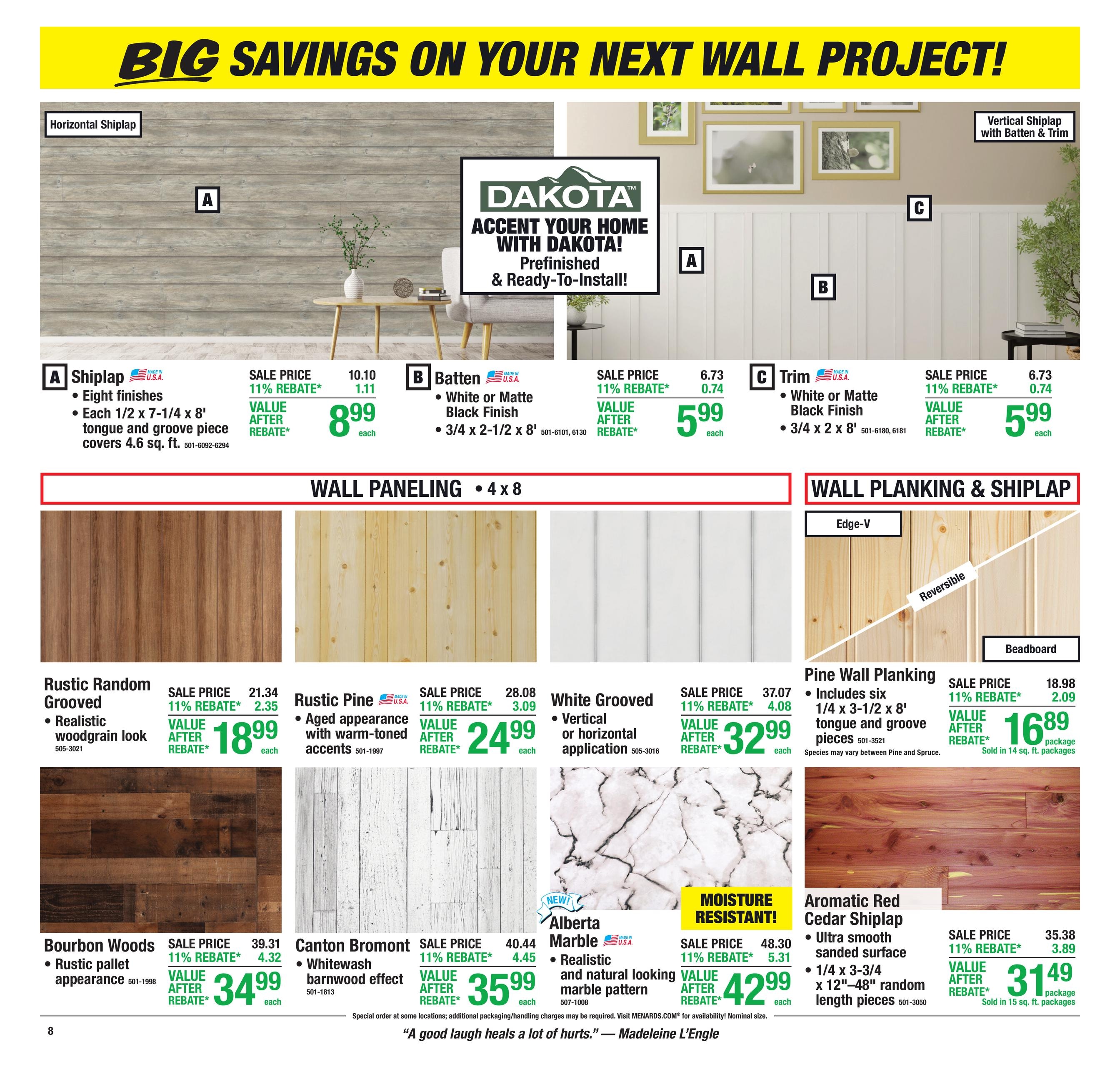 Menards (Barnesville Area, MN) 11% Rebate Sale Weekly Ad October 21 - November 1, 2026
