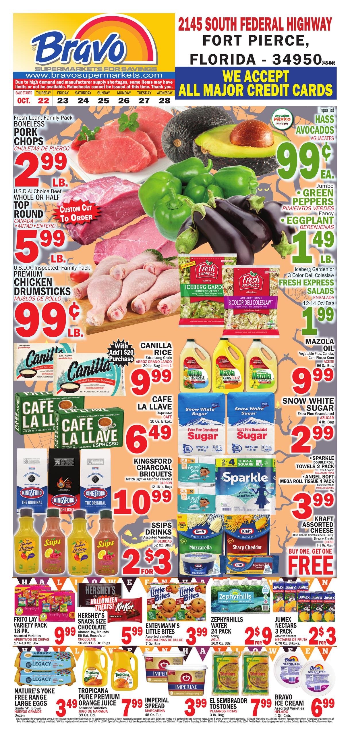 Bravo Supermarket (Hollywood Area, FL) Bravo Florida Weekly Weekly Ad October 22 - 28, 2026