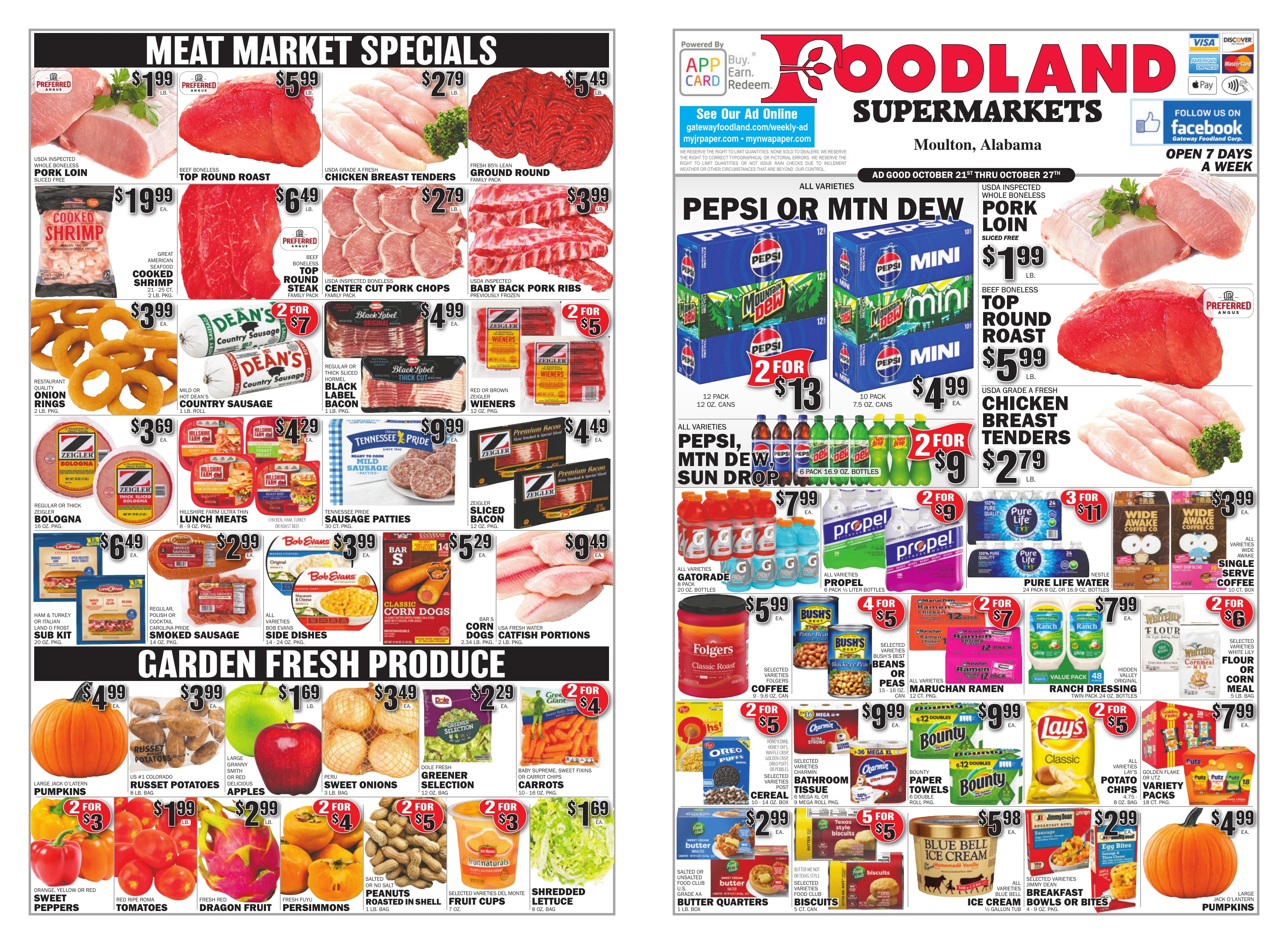 Gateway Foodland (Moulton, AL) Weekly Ad October 21 - 27, 2026