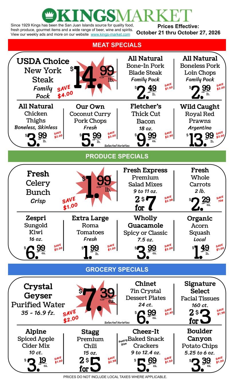 Kings Market Friday Harbor Weekly Ad October 21 - 27, 2026