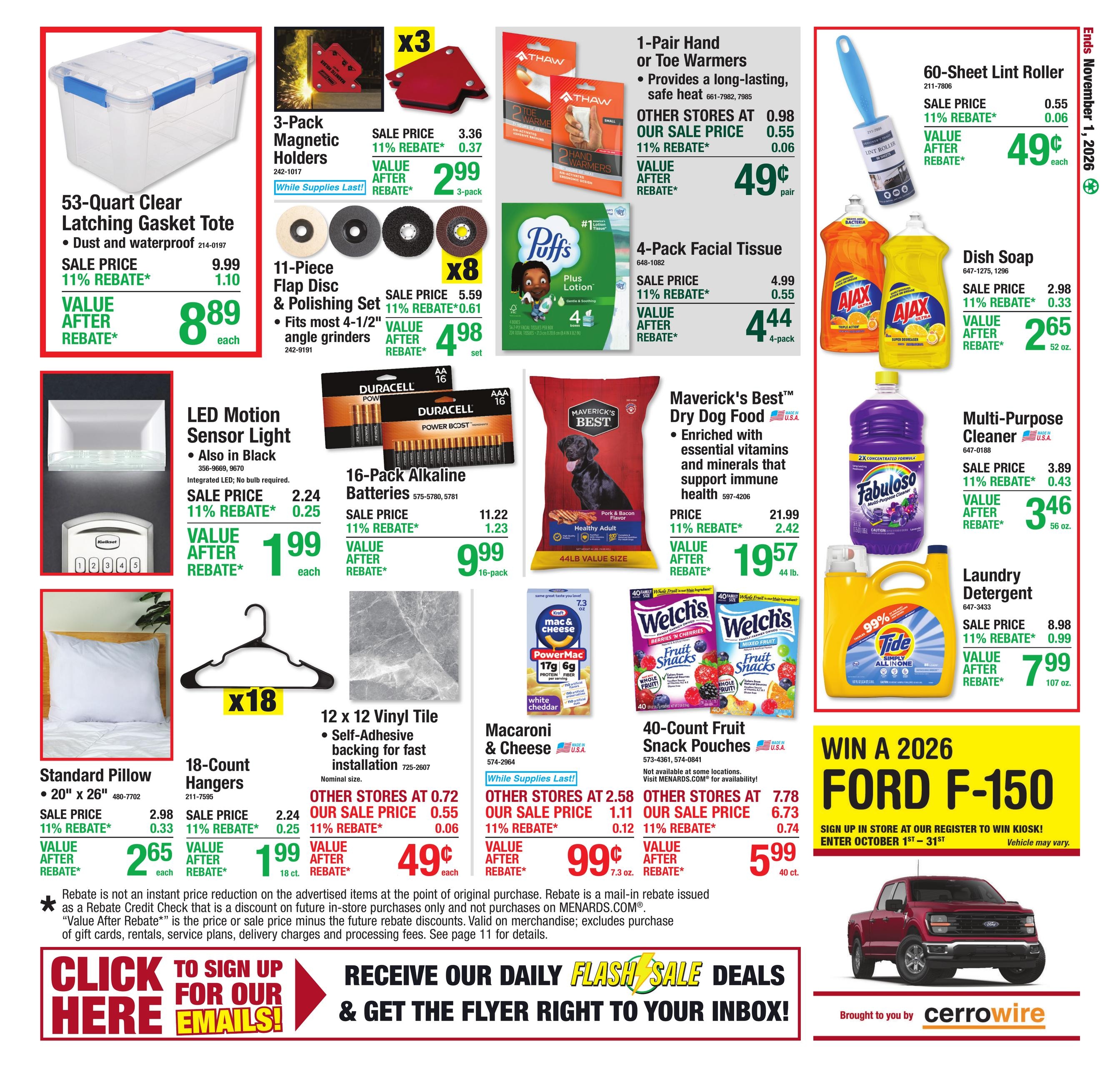 Menards (Bellevue Area, IA) 11% Rebate Sale Weekly Ad October 21 - November 1, 2026