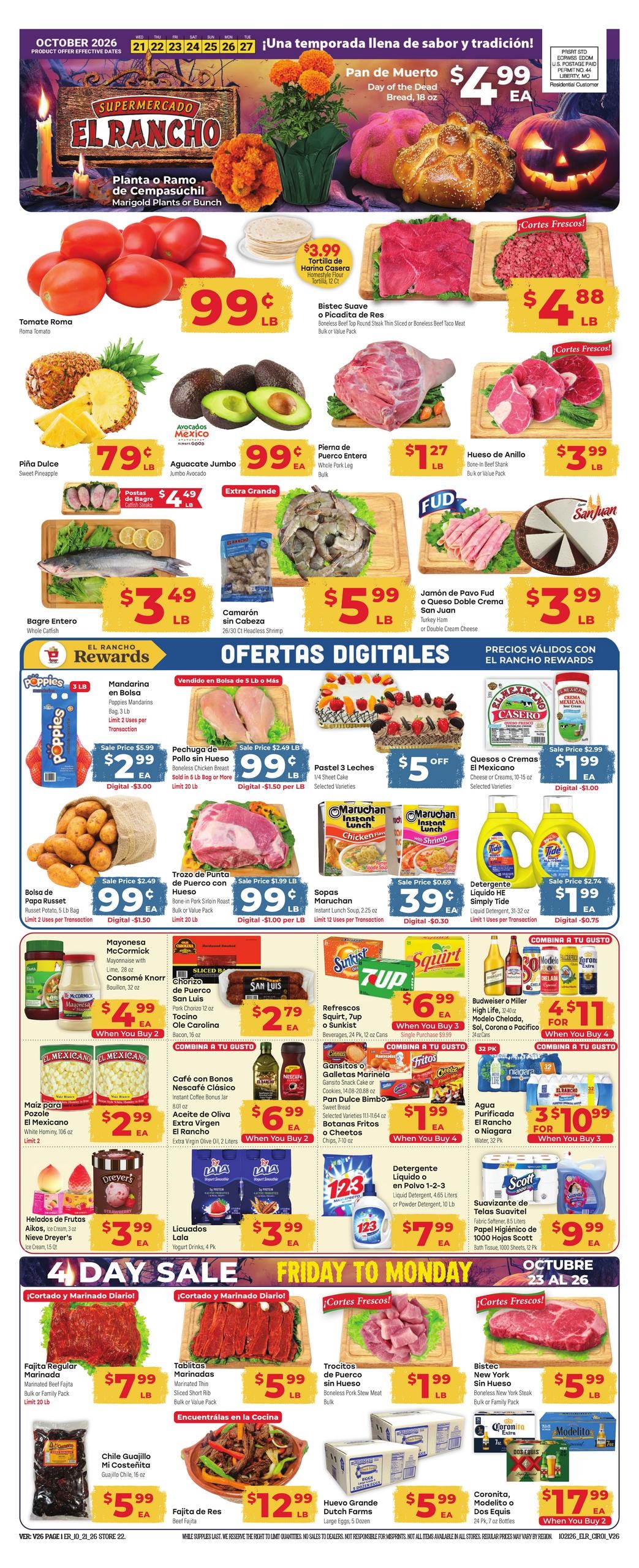 El Rancho Supermercado (Odessa Area, TX) Weekly Ad October 21 - 27, 2026
