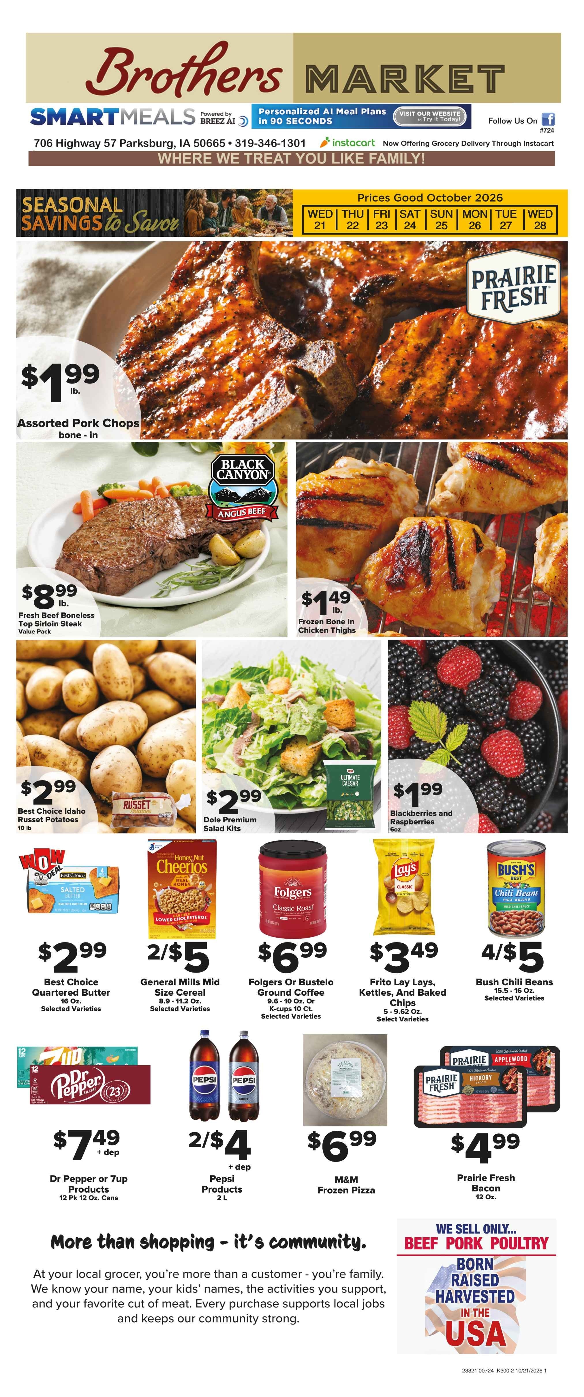 Brothers Market (Parkersburg, IA) Weekly Ad October 21 - 28, 2026