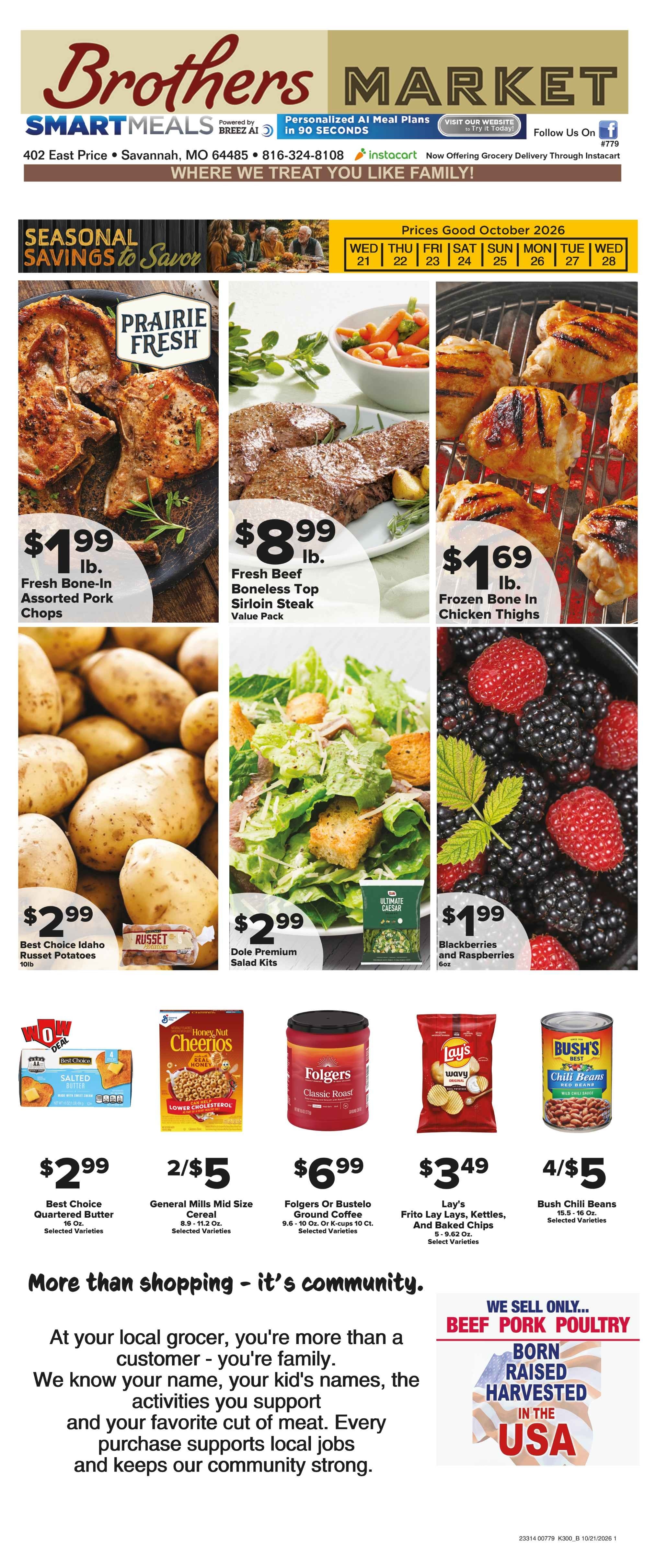 Brothers Market (Savannah, MO) Weekly Ad October 21 - 28, 2026