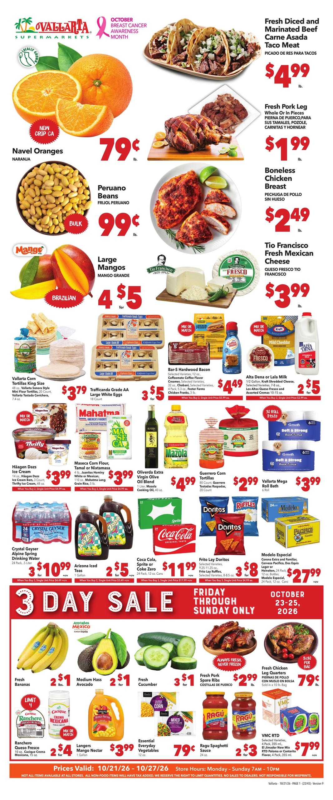 Vallarta Supermarkets (Hesperia-Victorville Area, CA) Grocery Savings Weekly Ad October 21 - 27, 2026