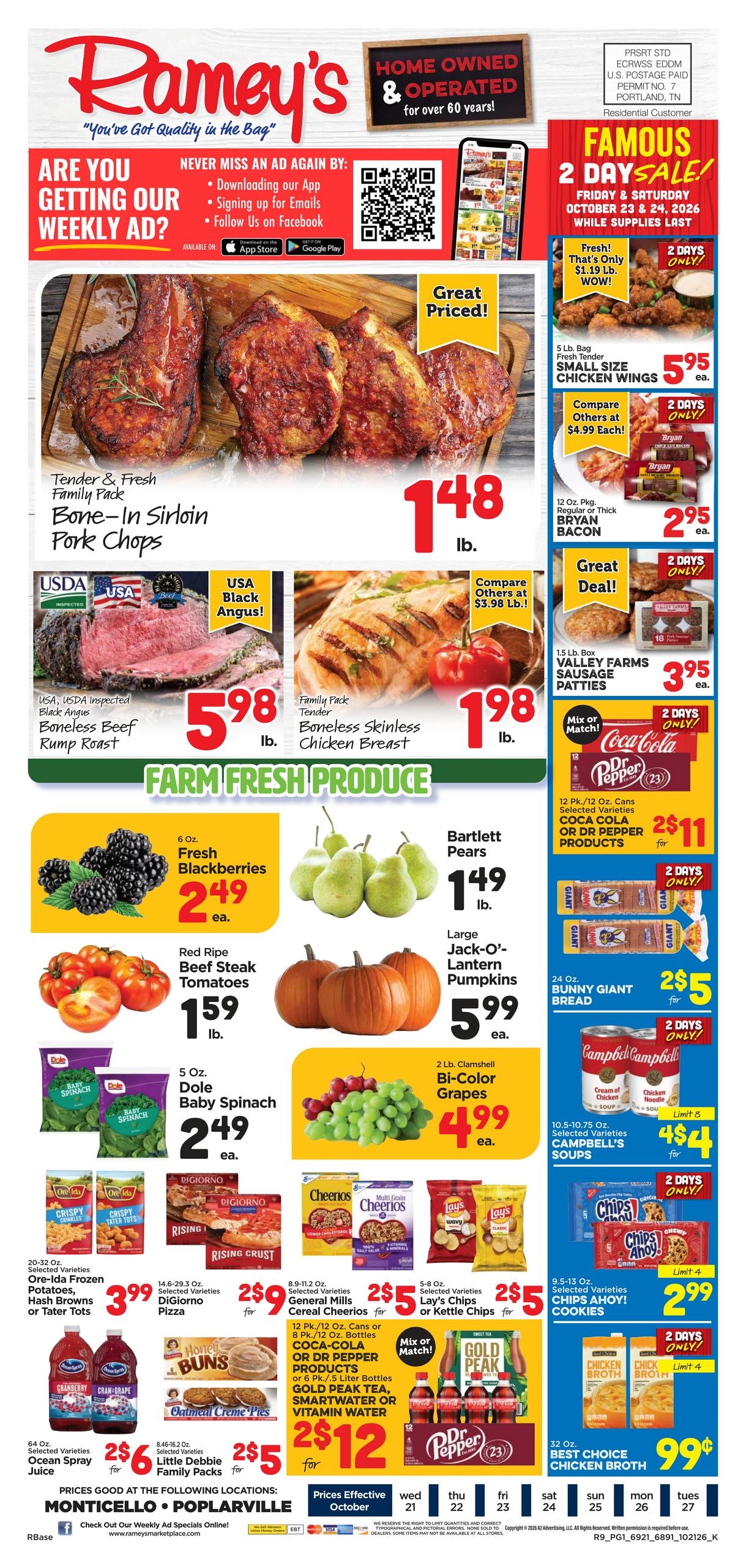 Ramey's (Brookhaven Area, MS) Weekly Ad October 21 - 27, 2026