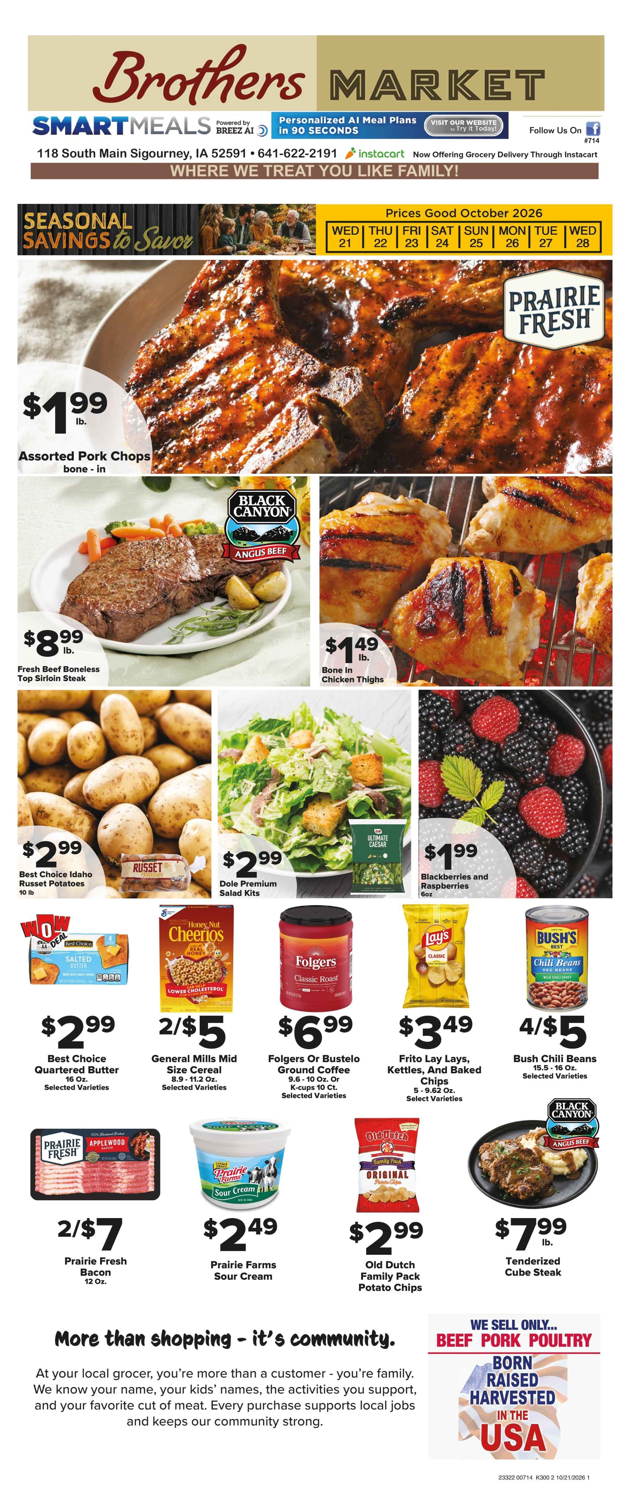 Brothers Market (Sigourney, IA) Weekly Ad October 21 - 28, 2026