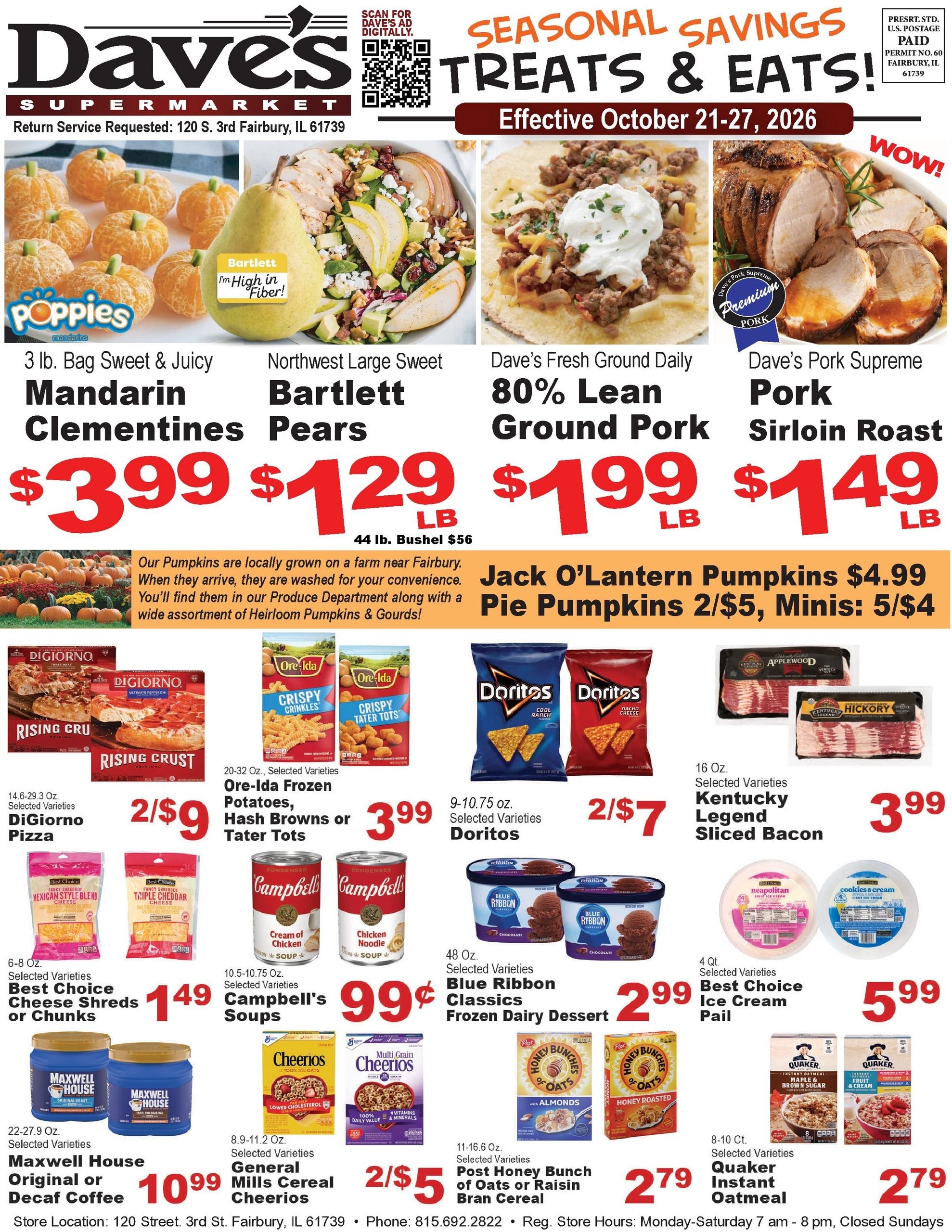 Dave's Supermarket (Fairbury Area, IL) Weekly Ad October 21 - 27, 2026